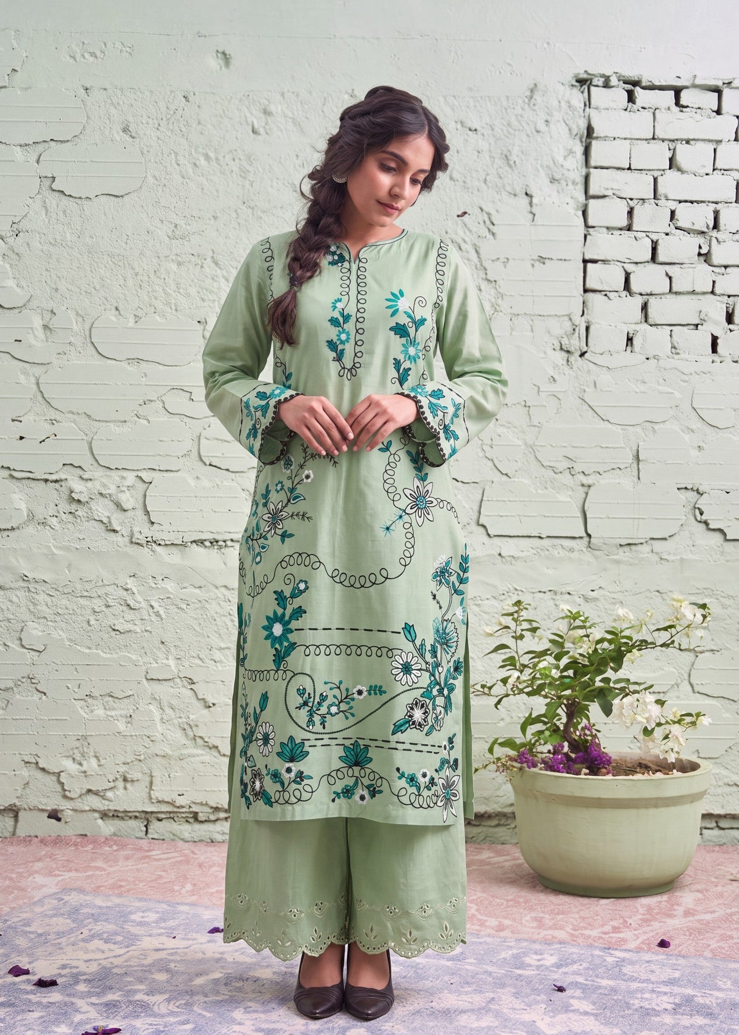 Daily Wear Pistachio Green Lawn Salwar Kameez Online in Dubai UAE Abudhabi Ajman Sharjah