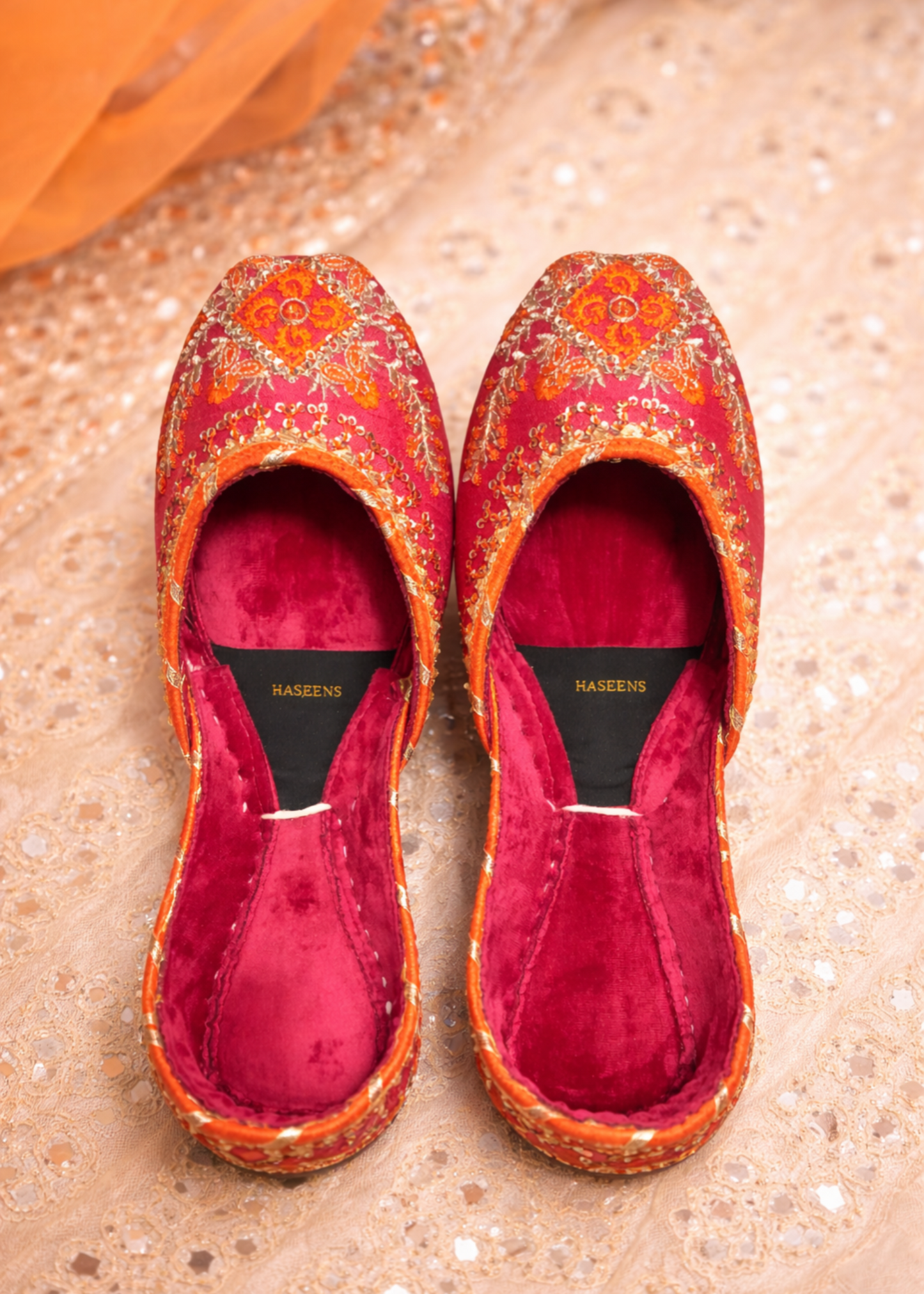 Deep Pink Velvet Wedding Jutti Online in Sri Lanka India Australia
