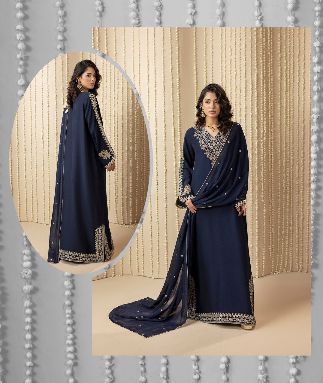 Designer Blue Silk Kaftan Partywear Suit Online in KSA Riyadh Saudi Arabia Oman Bahrain Qatar