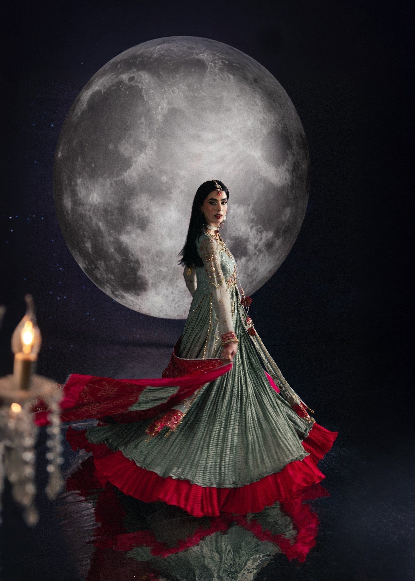 Designer Pastel Green Chiffon Wedding Guest Outfit Online in KSA Riyadh Saudi Arabia Oman Bahrain Qatar
