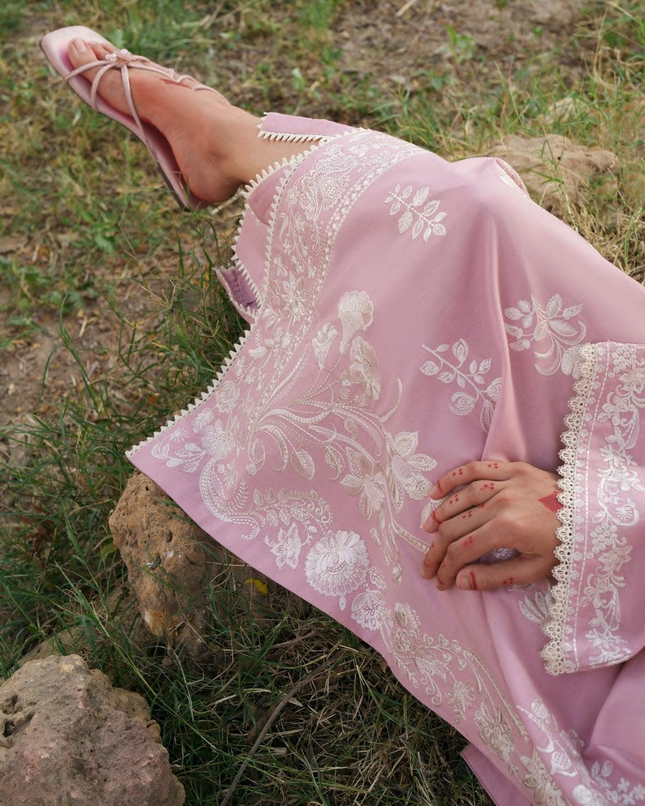 Designer Pink Embroidered Lawn Pakistani Suit Online in KSA Riyadh Saudi Arabia Oman Bahrain Qatar