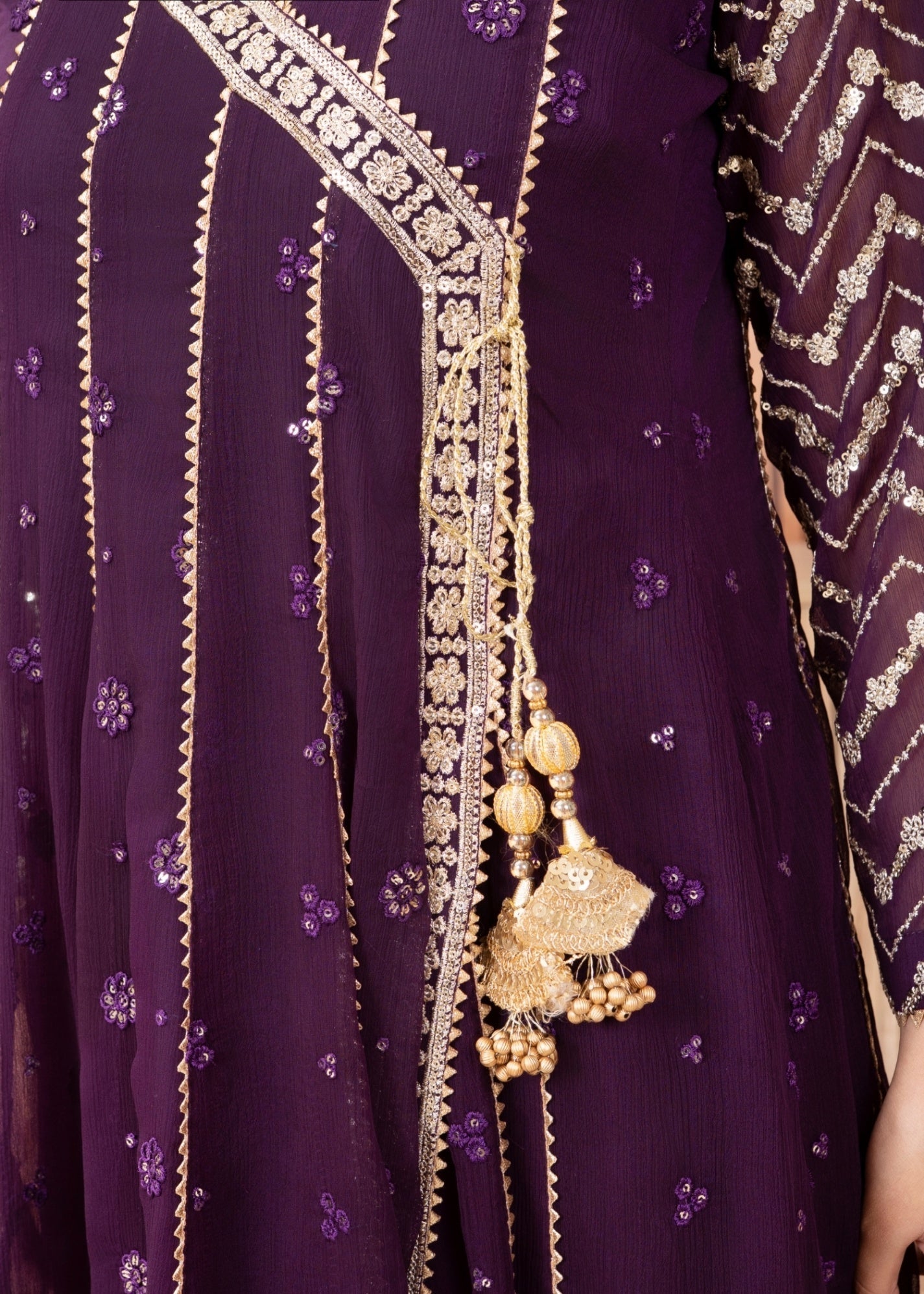 Designer Purple Chiffon Angrakha Salwar Kameez Online in Dubai UAE Abudhabi Ajman Sharjah