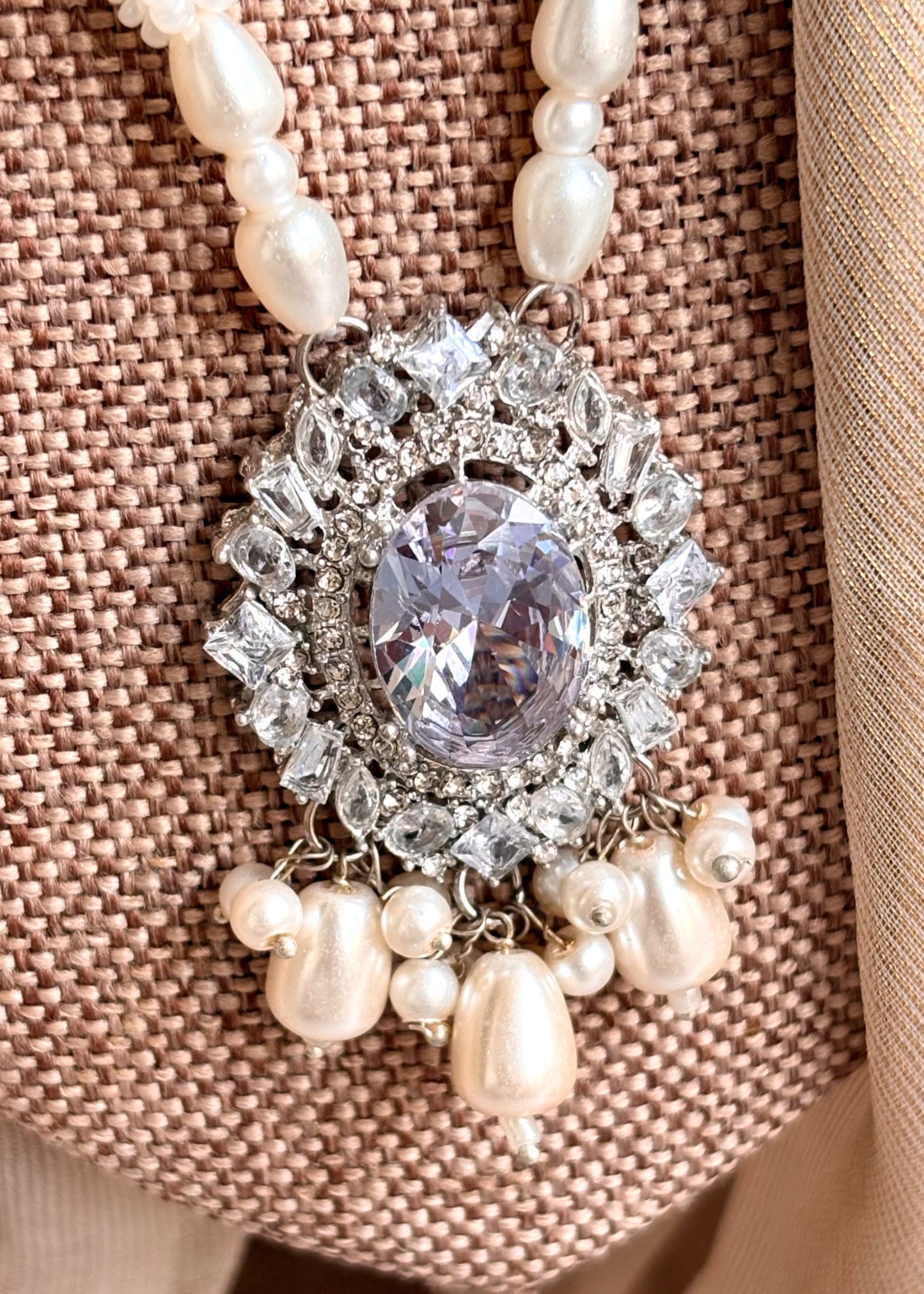 Designer Silver Mala Set with Earrings Online in UK USA Canada