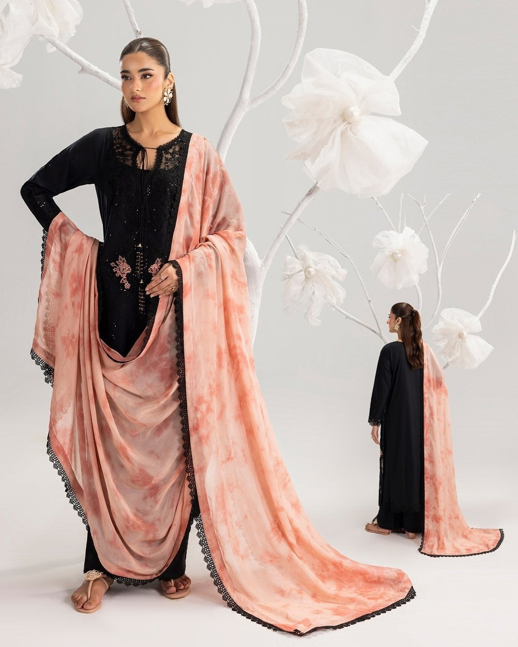 Elegant Black Lawn Suit for Women Online in Dubai UAE Abudhabi Ajman Sharjah