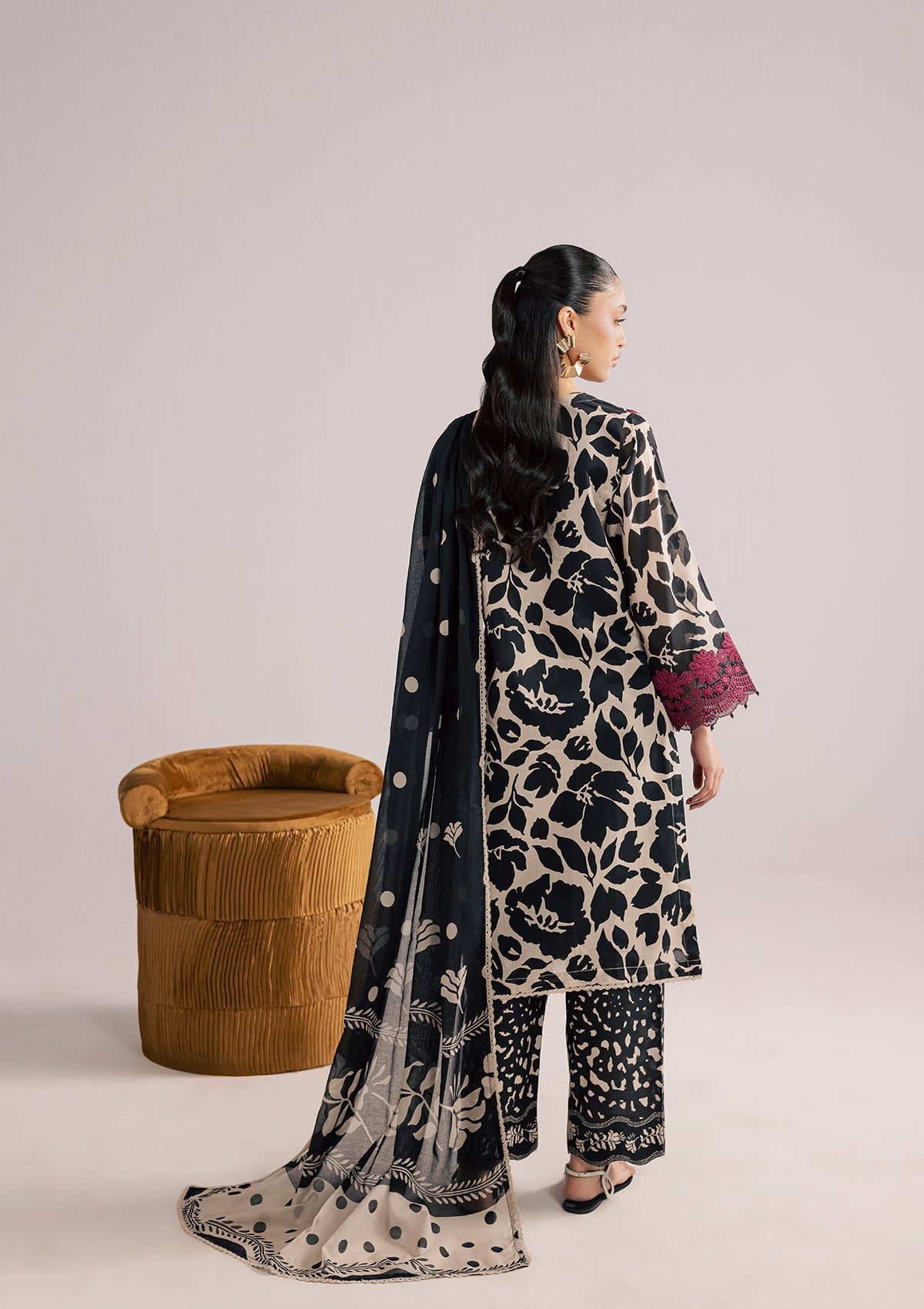 Embroidered Black Lawn Straight Kurta with Dupatta Online in Sri Lanka India Australia
