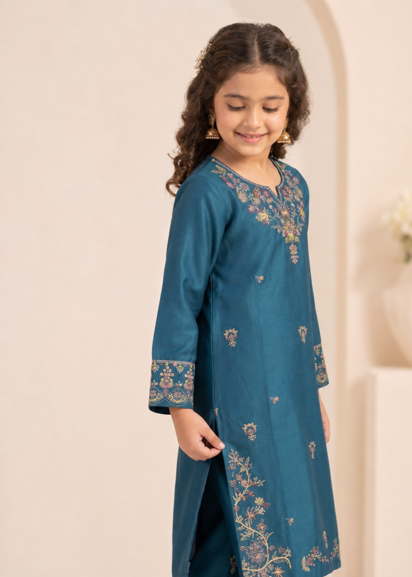 Embroidered Cotton Kurta Pajama for Girls Online in UK USA Canada