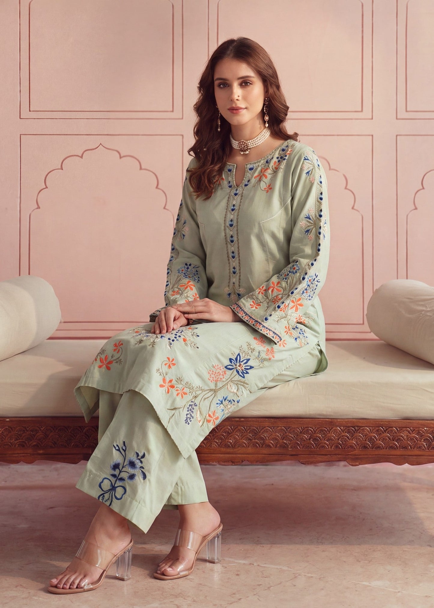Embroidered Lawn Suit for Women Online in Dubai DXB UAE Abudhabi Meena Bazaar