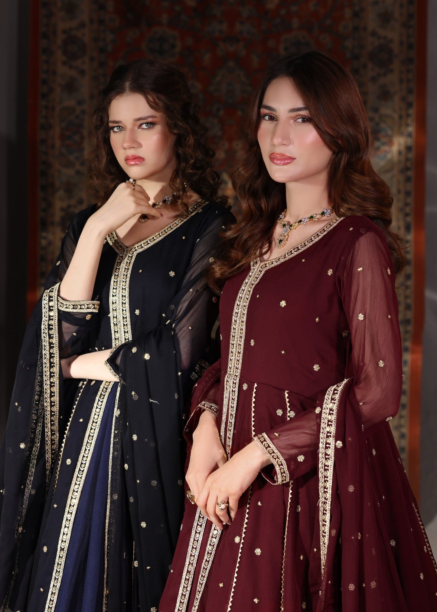 Embroidered Maroon Chiffon Festive Wear Suit Online in Dubai UAE Abudhabi Ajman Sharjah