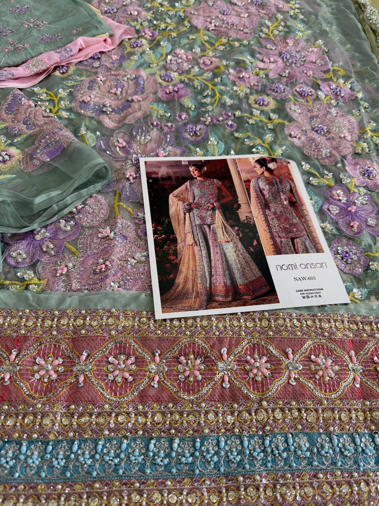 Embroidered Multi Chiffon Bridal Lehenga Set Online in Sri Lanka India Australia