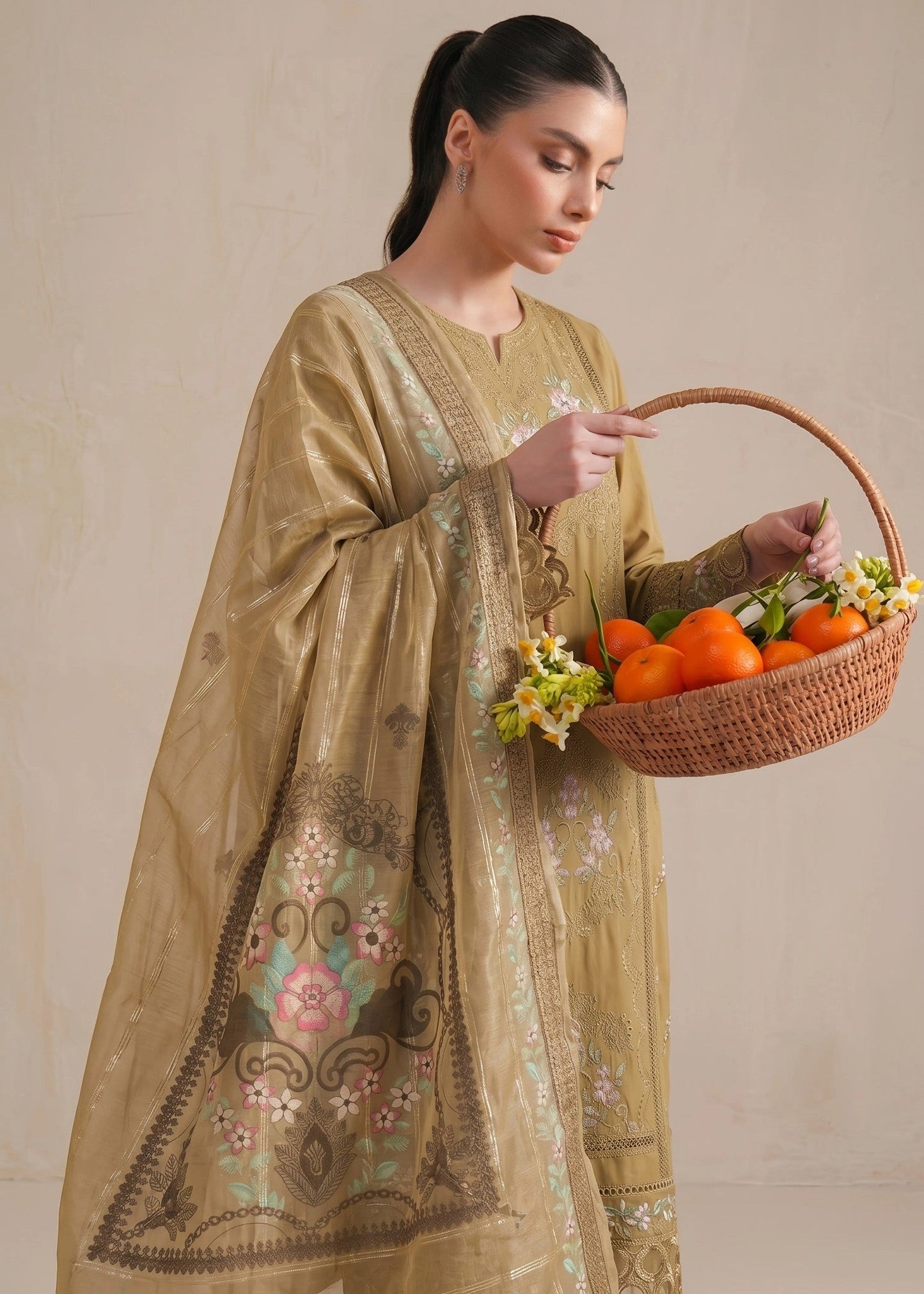 Embroidered Peanut Lawn Kurta Pajama Online in UK USA Canada