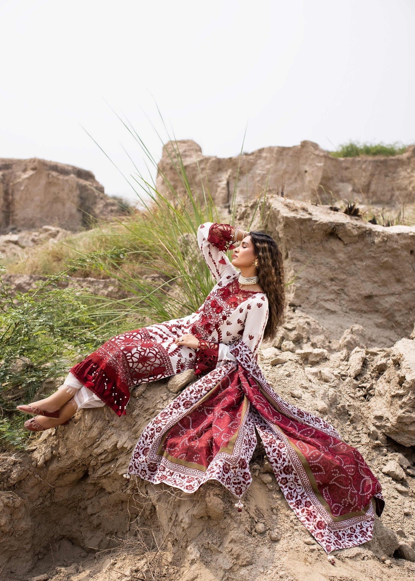 Embroidered White Raw Silk Straight Trouser Suit Online in Dubai UAE Abudhabi Ajman Sharjah