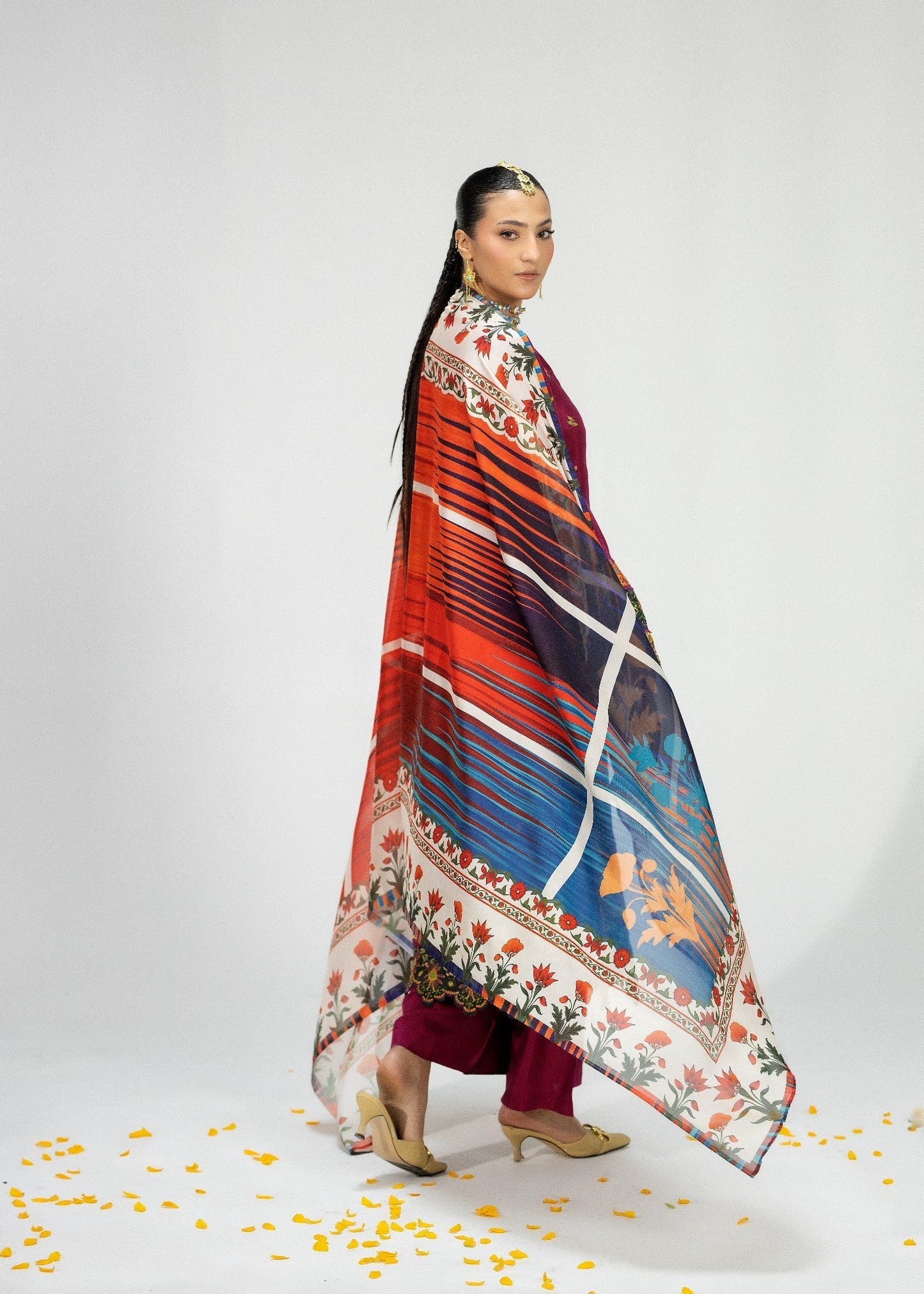 Embroidered Wine Silk Pakistani Suit Online in Dubai DXB UAE Abudhabi Meena Bazaar
