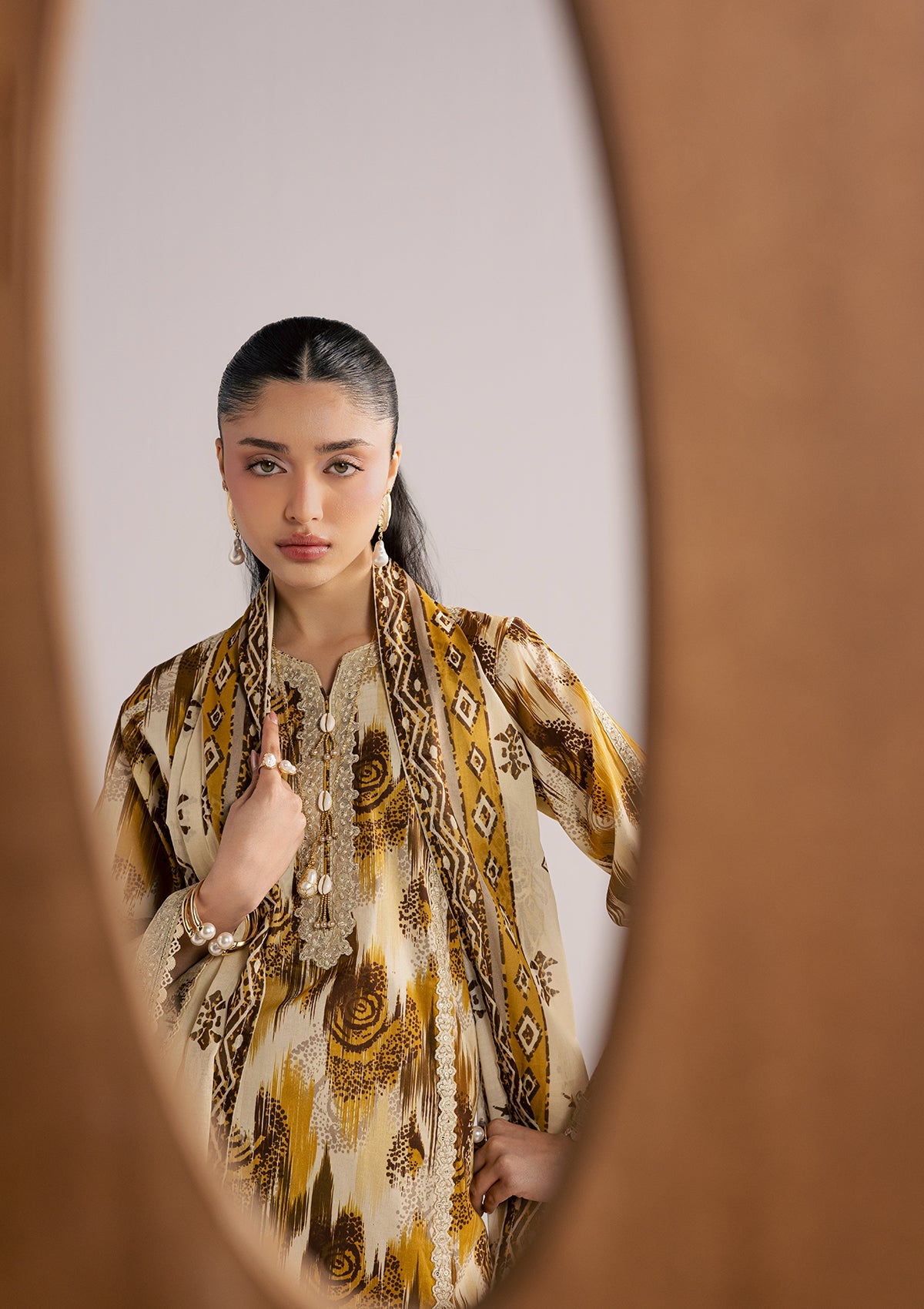 Embroidered Yellow Orange Lawn Kurta Set Online in Dubai UAE Abudhabi Ajman Sharjah