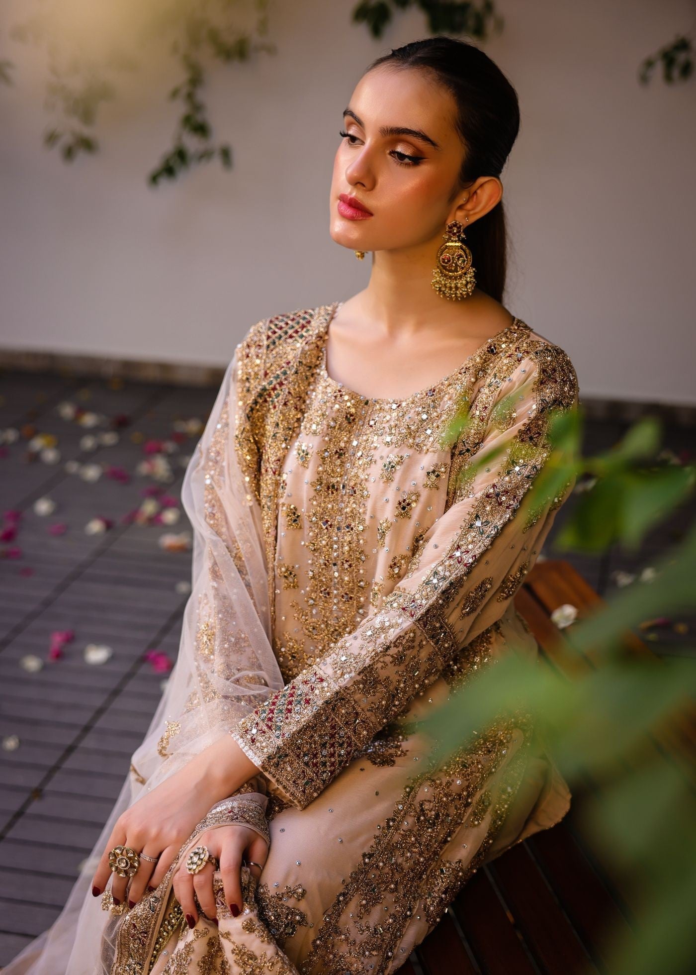 Festive Wear Beige Chiffon Straight Kurta Online in Dubai DXB UAE Abudhabi Meena Bazaar