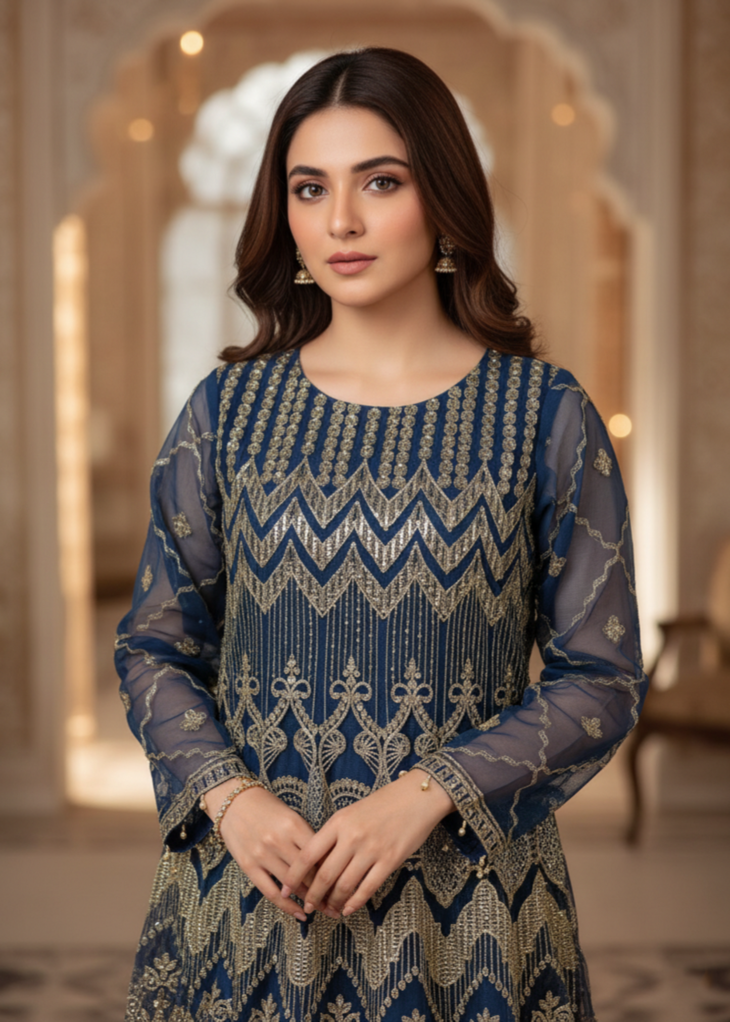 Festive Wear Blue Organza Pakistani Suit Online in Sri Lanka India Australia