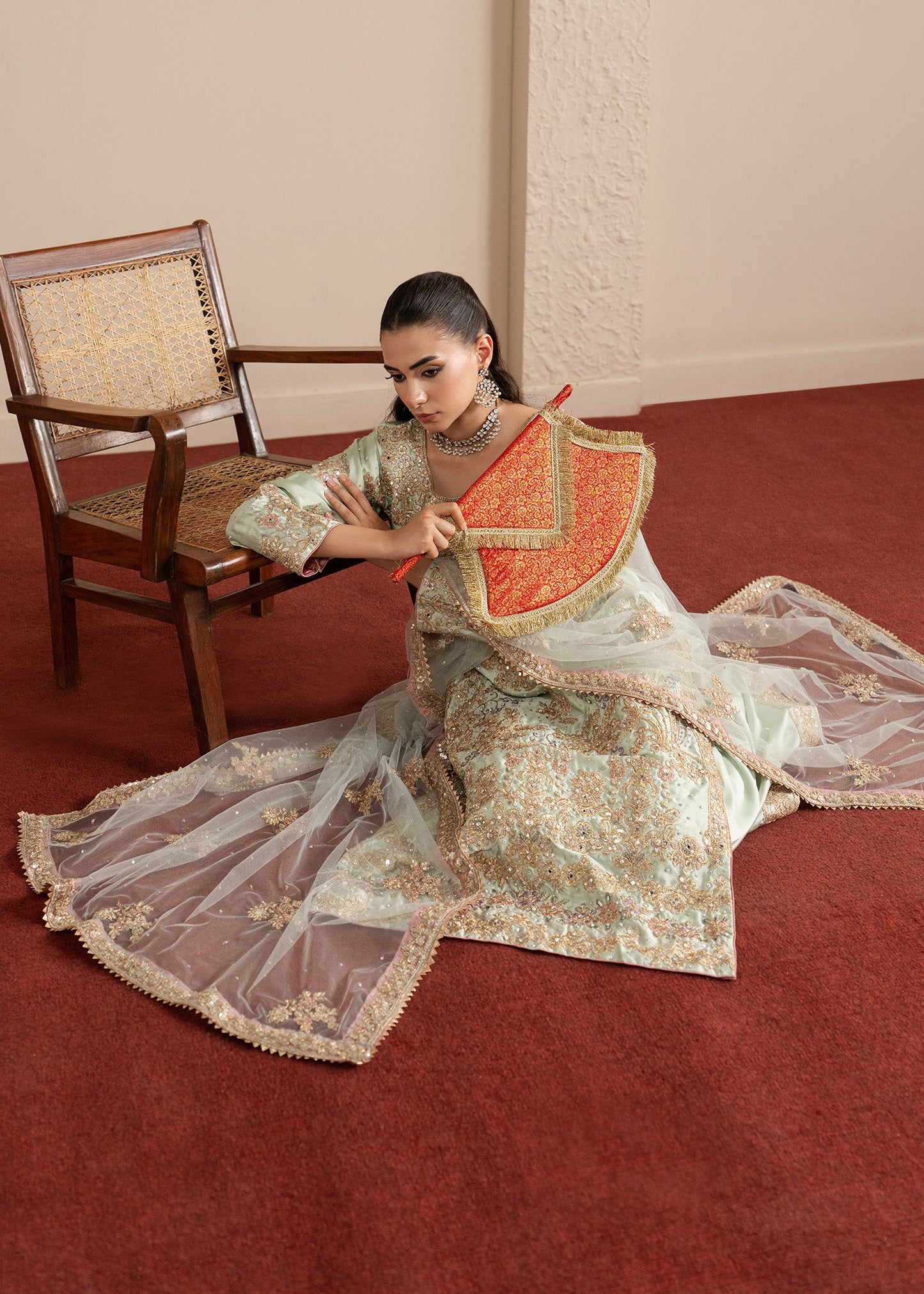 Formal Mint Green Embellished Net Suit Online in Sri Lanka India Australia