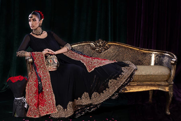 Black Readymade Pure Chiffon Sharara