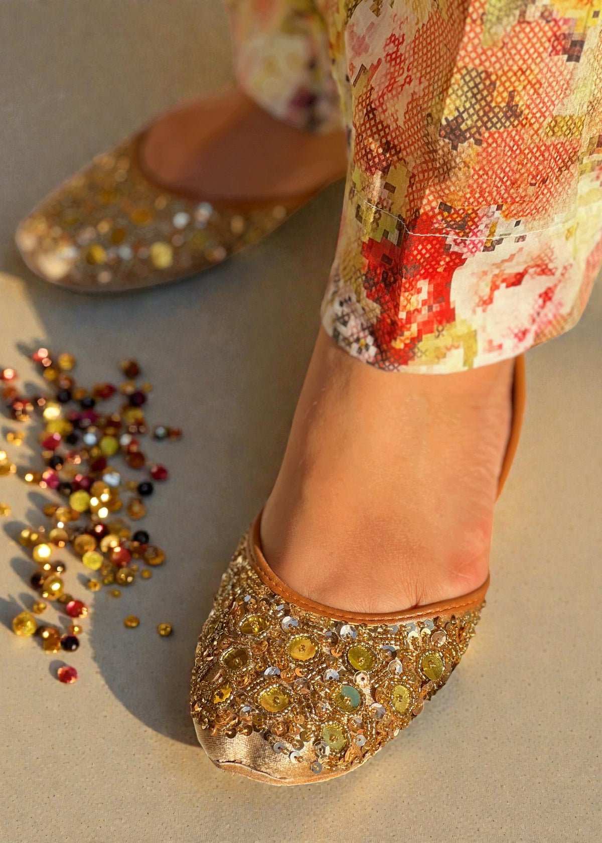 Gold Bridal Khussa Leather Footwear Online in UK USA Canada