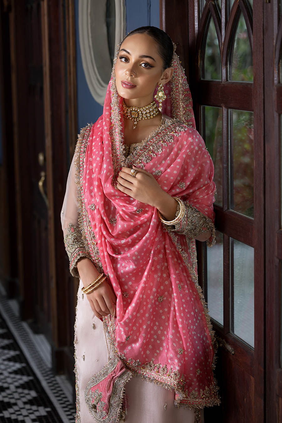 Gota Detailed Gloss Silk Sharara Online in Dubai DXB UAE Abudhabi Meena Bazaar