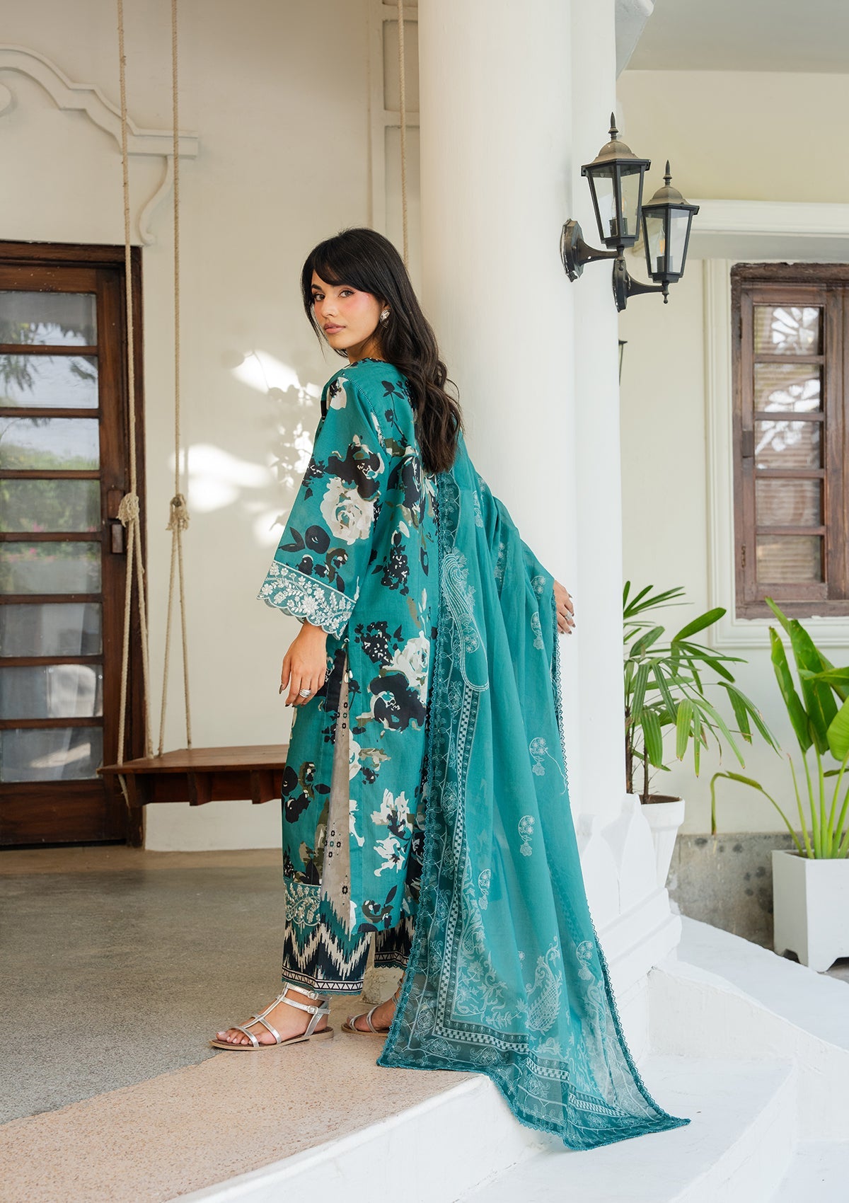 Green Lawn Embroidered Salwar Kameez Online in Sri Lanka India Australia