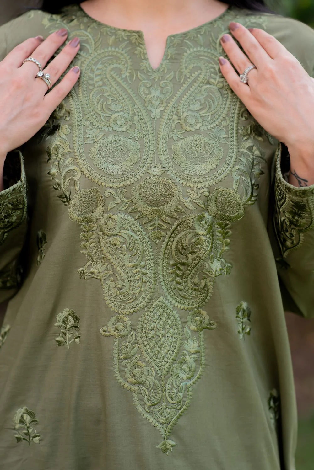 Hazel Green Embroidered Kurta