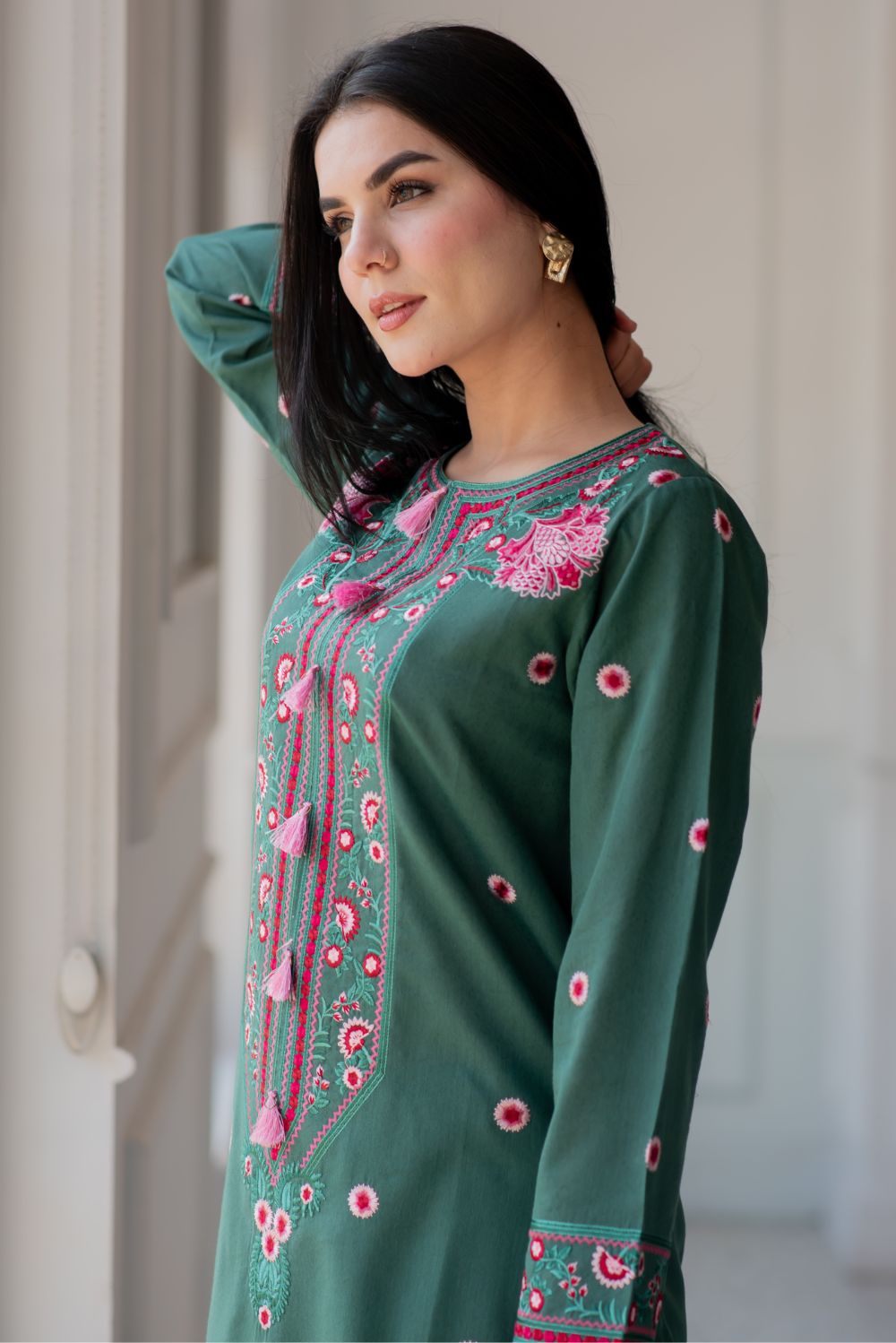 Embroidered Kurta with Trousers