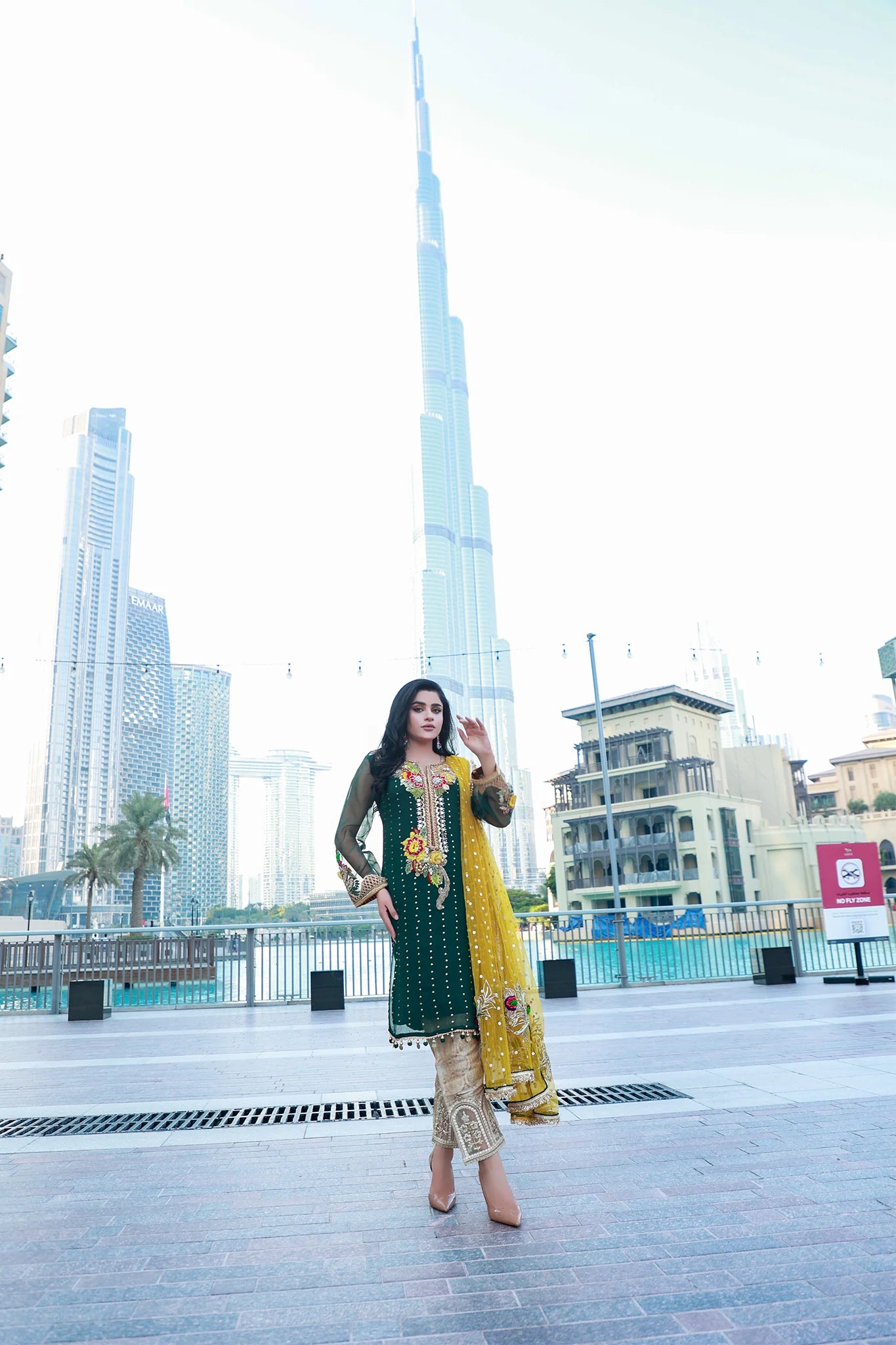 Readymade Green Pure Chiffon Suit