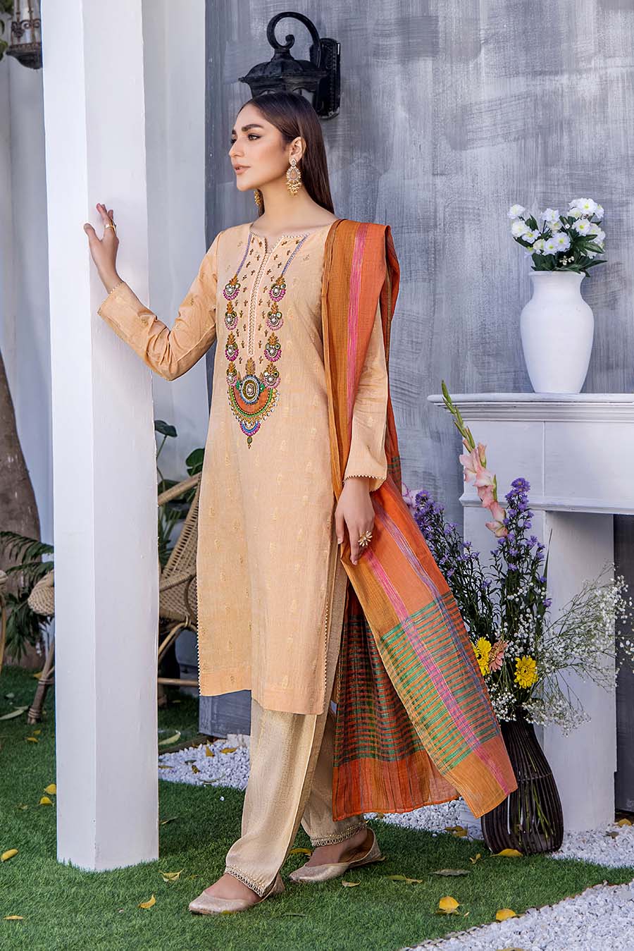 Readymade Pure Cotton Suit with Mirror Work