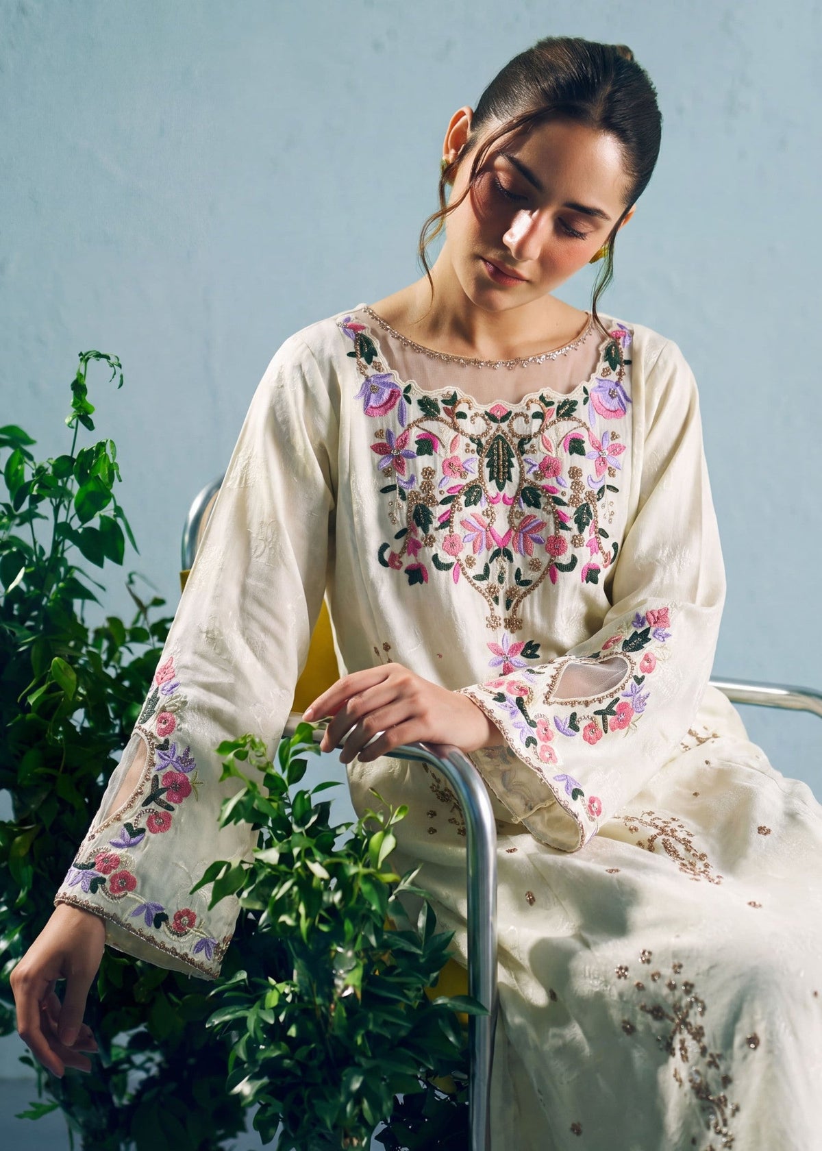Ivory Linen Kurta Set for Women Online in UK USA Canada