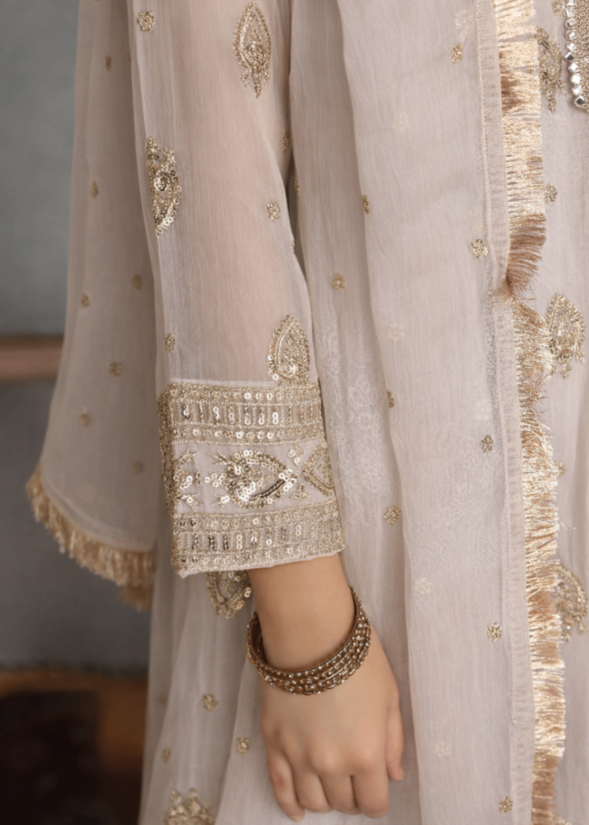 Kids Embroidered Off White Festive Suit Online in KSA Riyadh Saudi Arabia Oman Bahrain Qatar
