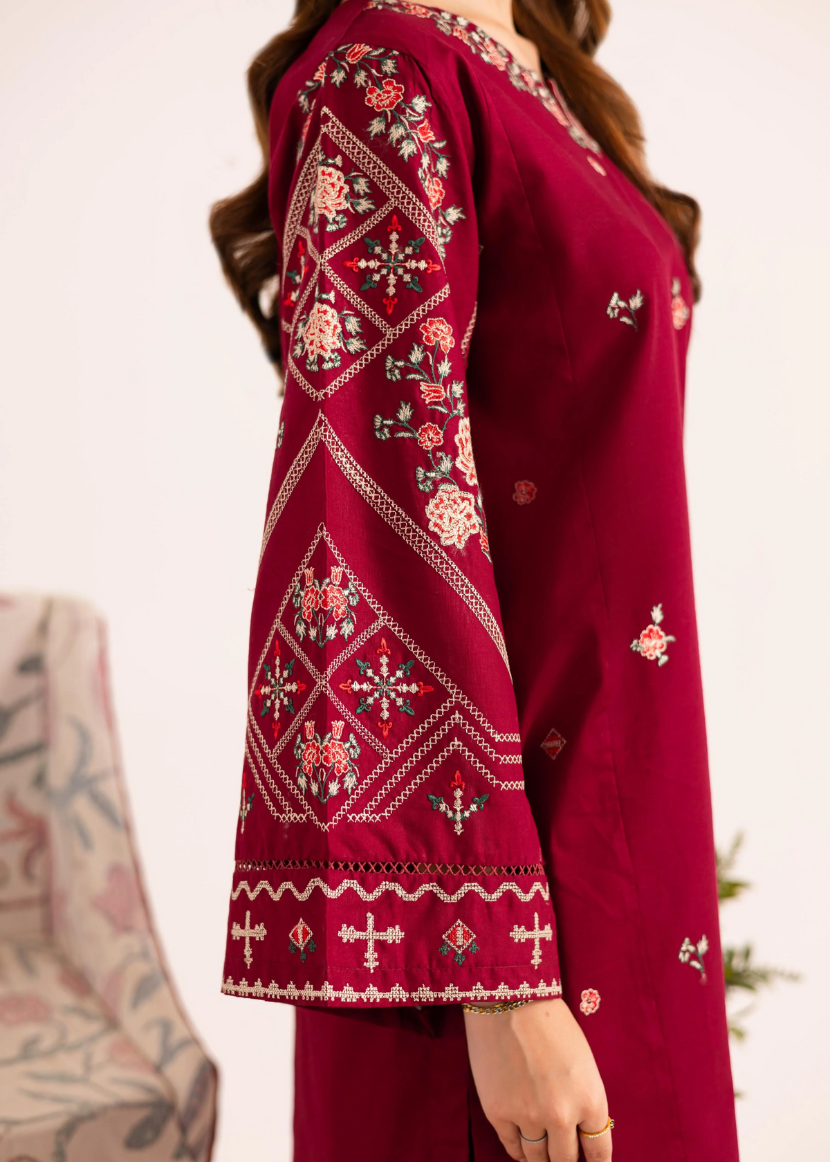 2 Piece Embroidered Lawn Kurta Set Online in Sri Lanka India Australia