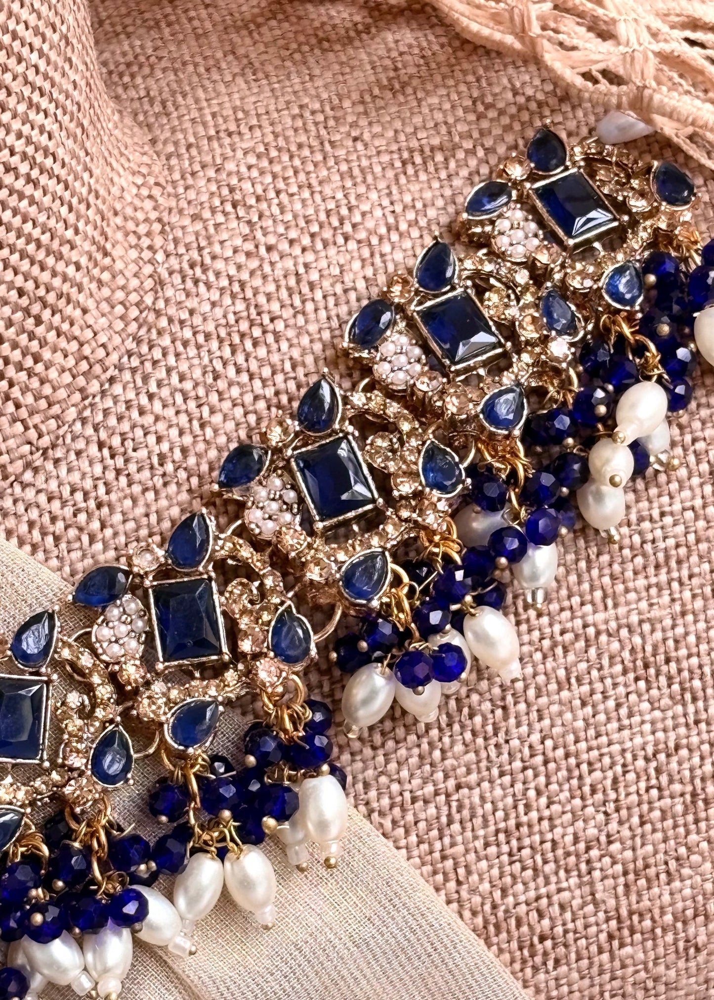 Ladies Blue Metal Necklace and Earrings Set Online in UK USA Canada