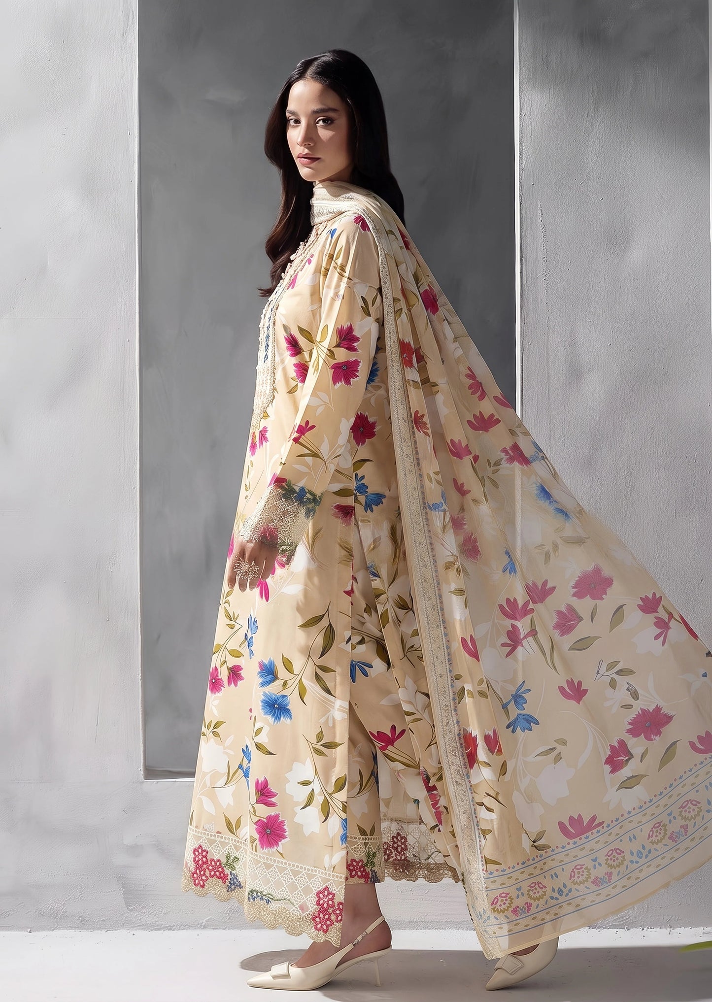 Ladies Embroidered Blended Silk Kurta Suit Online in UK USA Canada