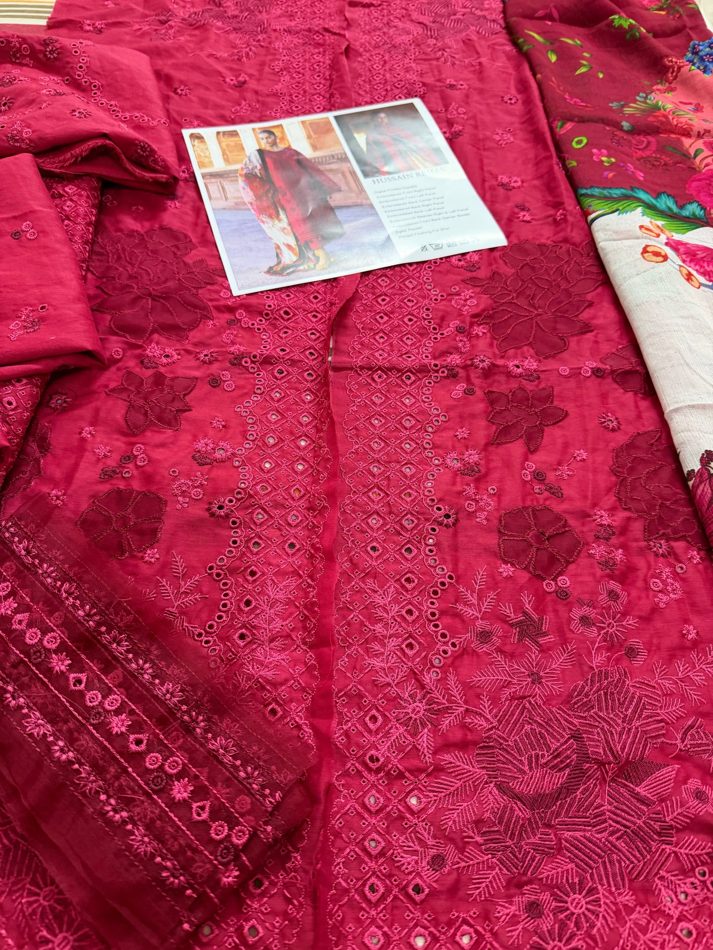 Ladies Red Embroidered Lawn Suit Online in UK USA Canada