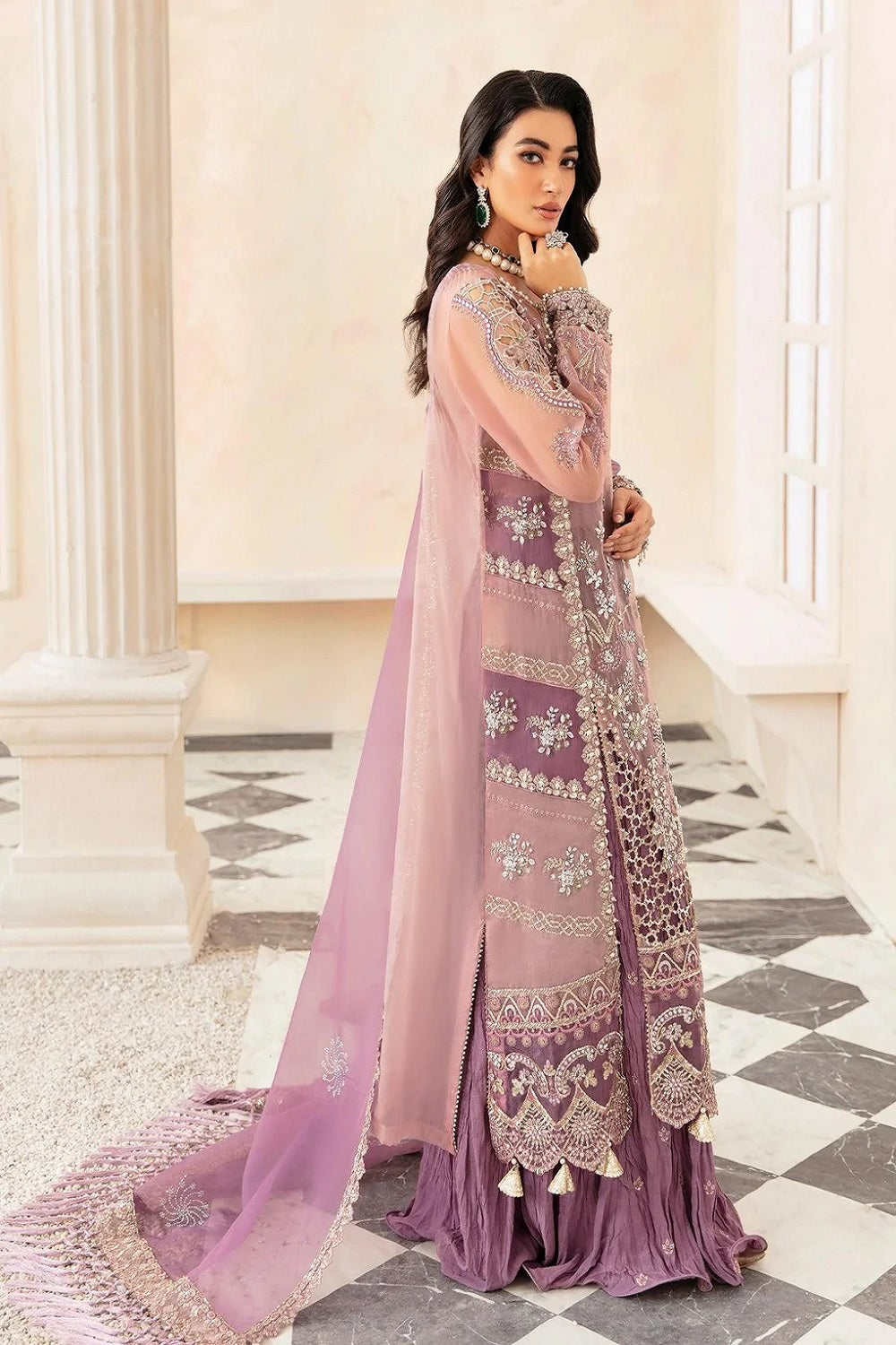 Purple Handmade Pure Organza Suit
