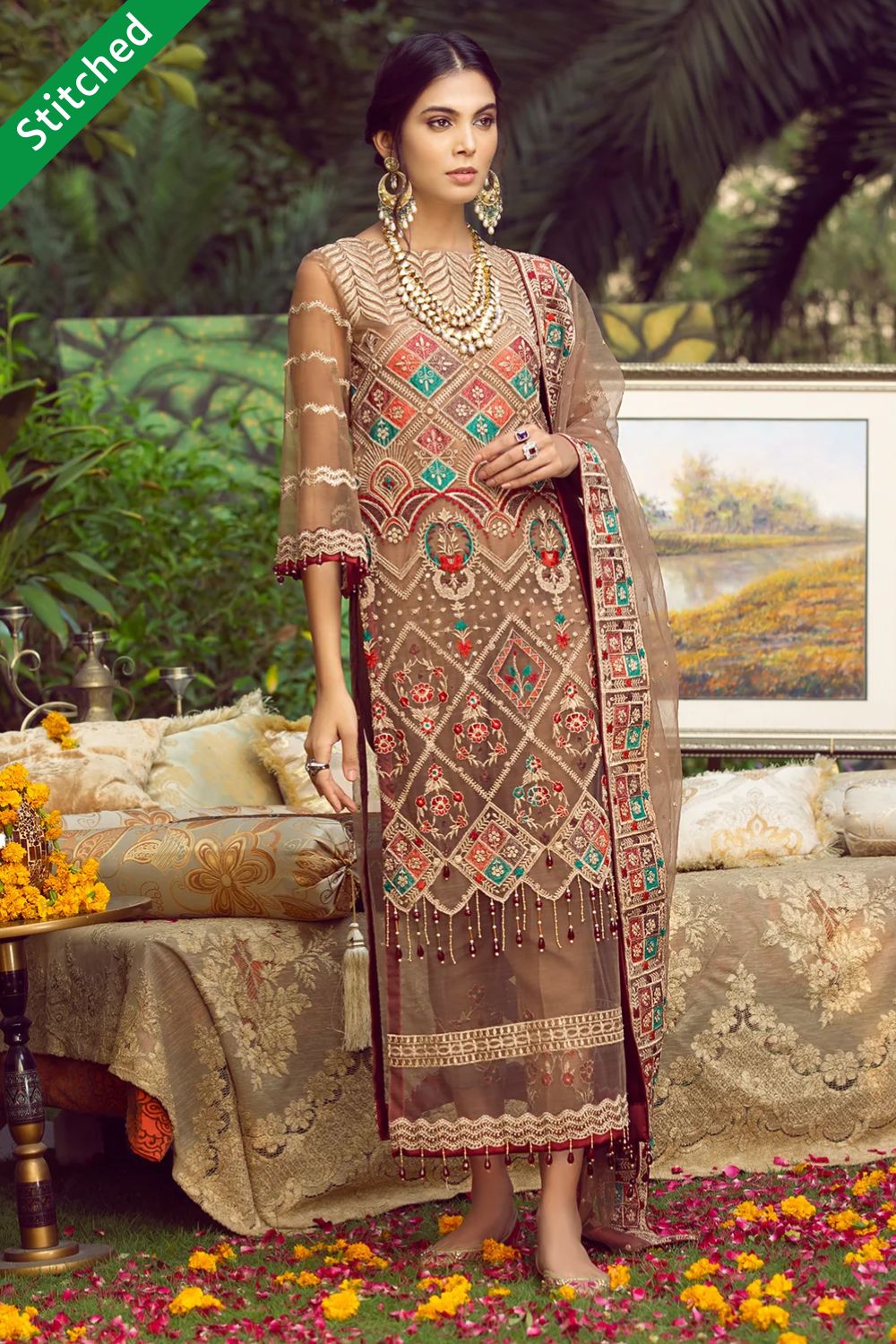 Buy Pakistani Light Brown Shalwar Kameez Online in Dubai SALWAR MAHAL Buy Pakistani Light Brown Shalwar Kameez Online in Dubai SALWAR MAHAL
