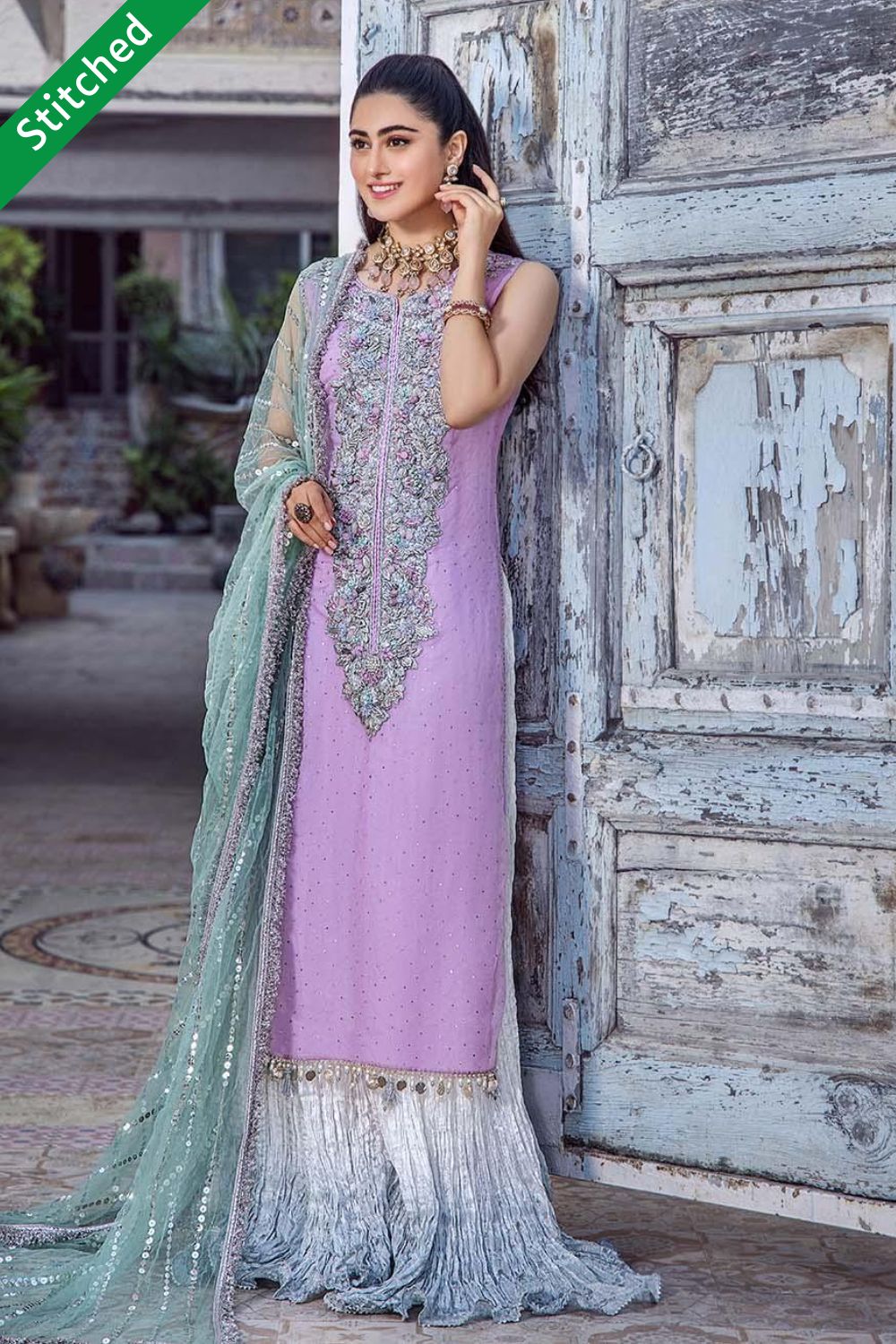 Hand Embroidered Pure Organza Sharara