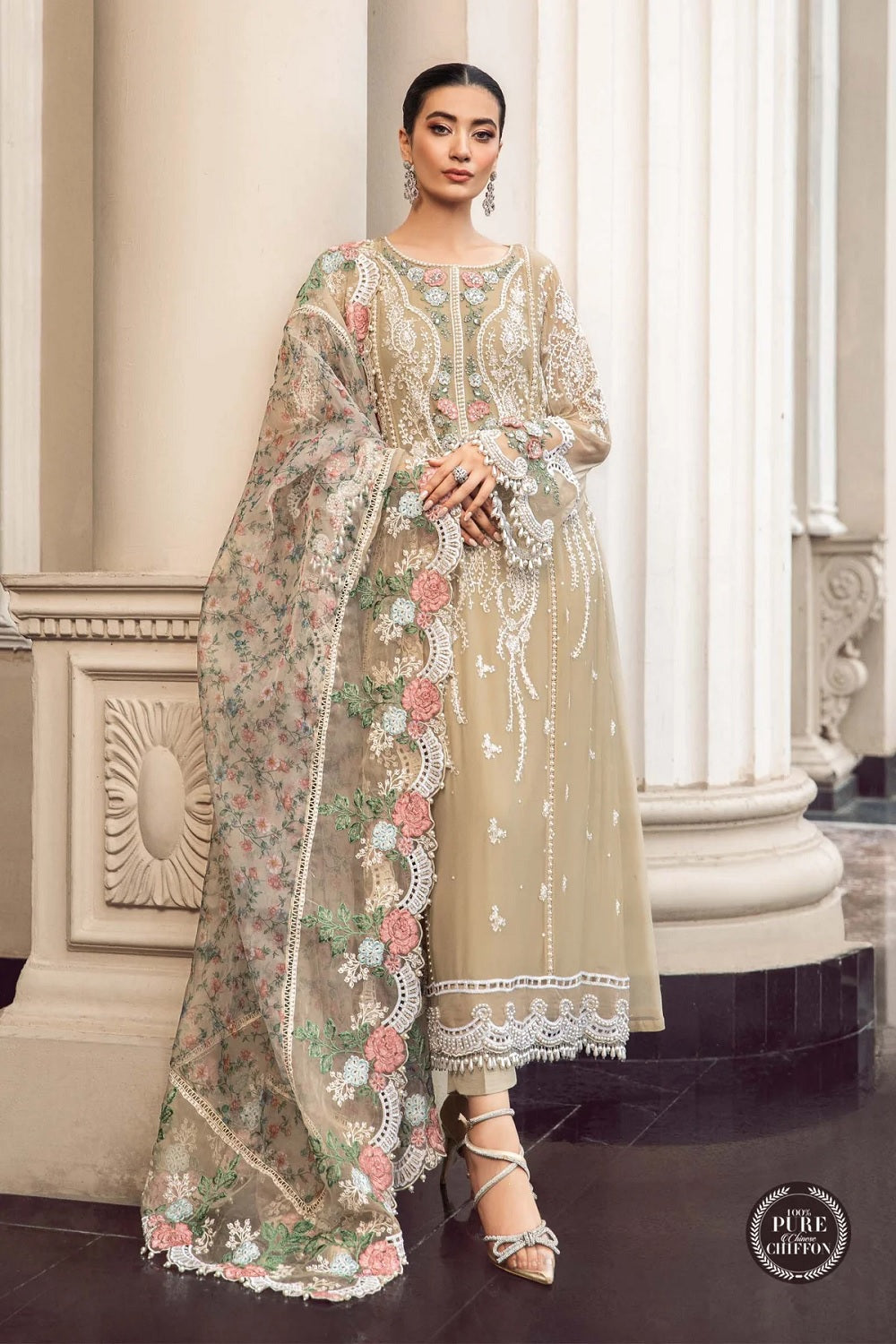Buy Light Skin Chiffon Pakistani Partywear Suits Online in Dubai