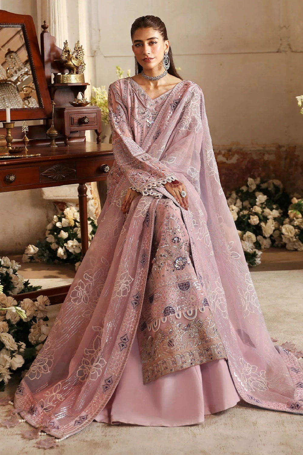 Lilac Handmade Pure Chiffon Suit