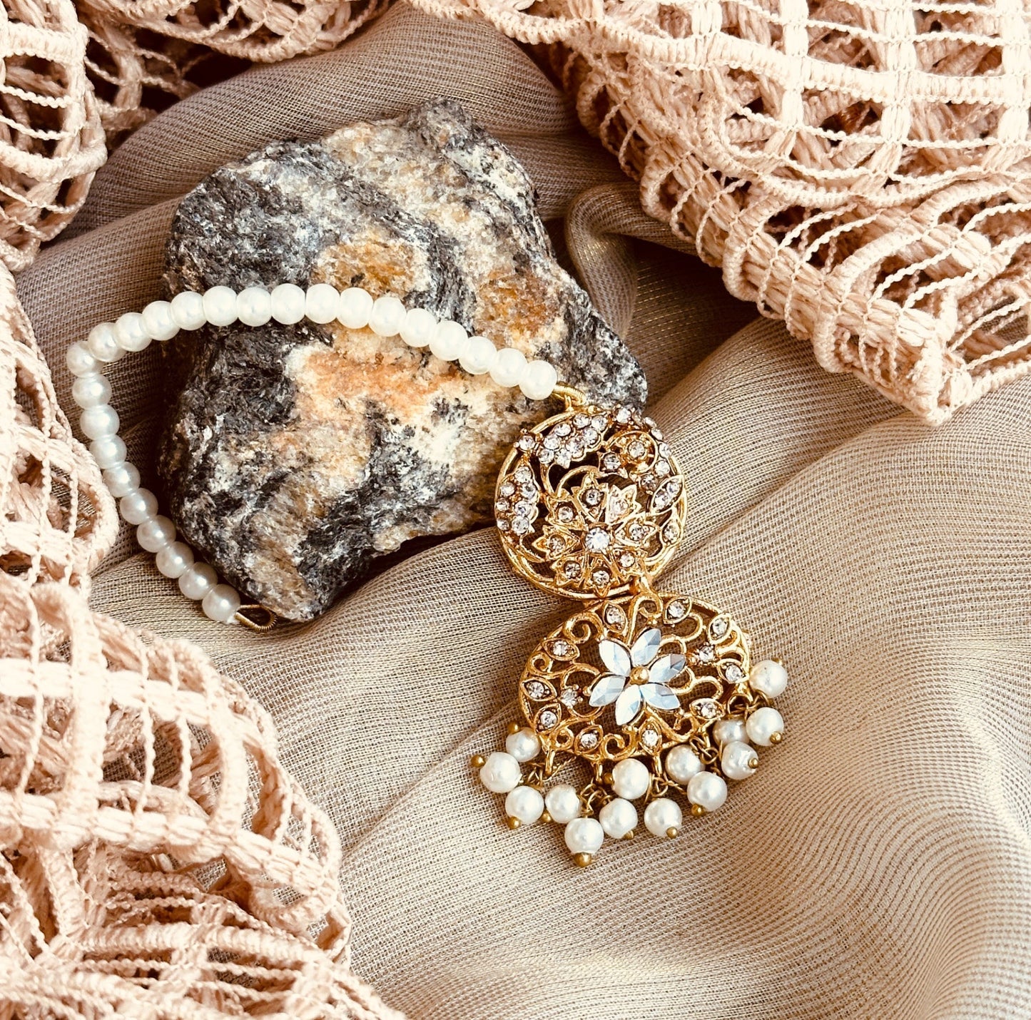 Luxury White Gold Plated Wedding Earrings Tikka Online in UK USA Canada