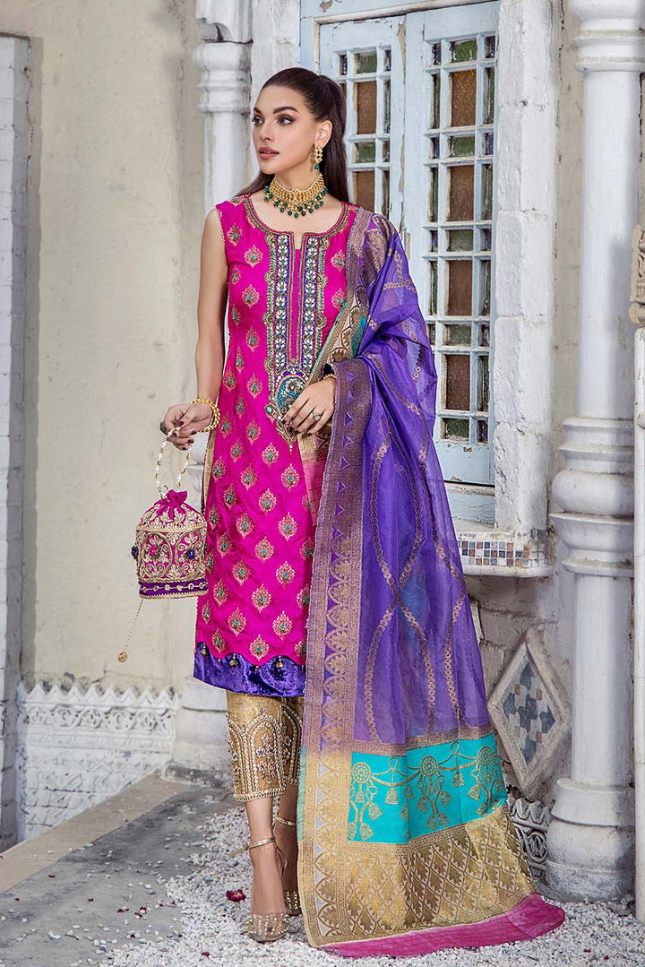 Hand Embroidered Pure Silk Jamawar Suit