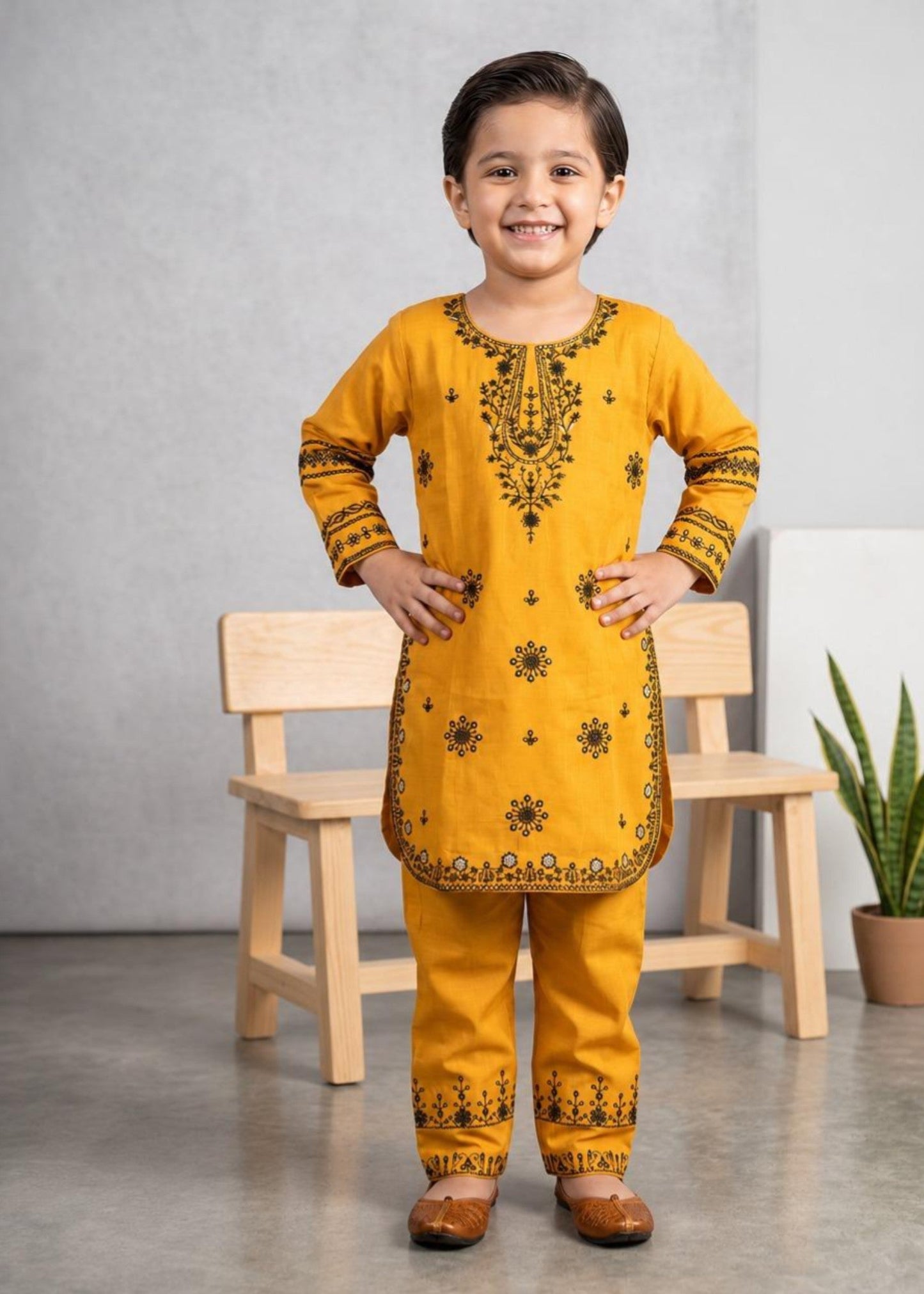 Mari Gold Girls Kurta Set with Straight Trouser Online in Sri Lanka India Australia