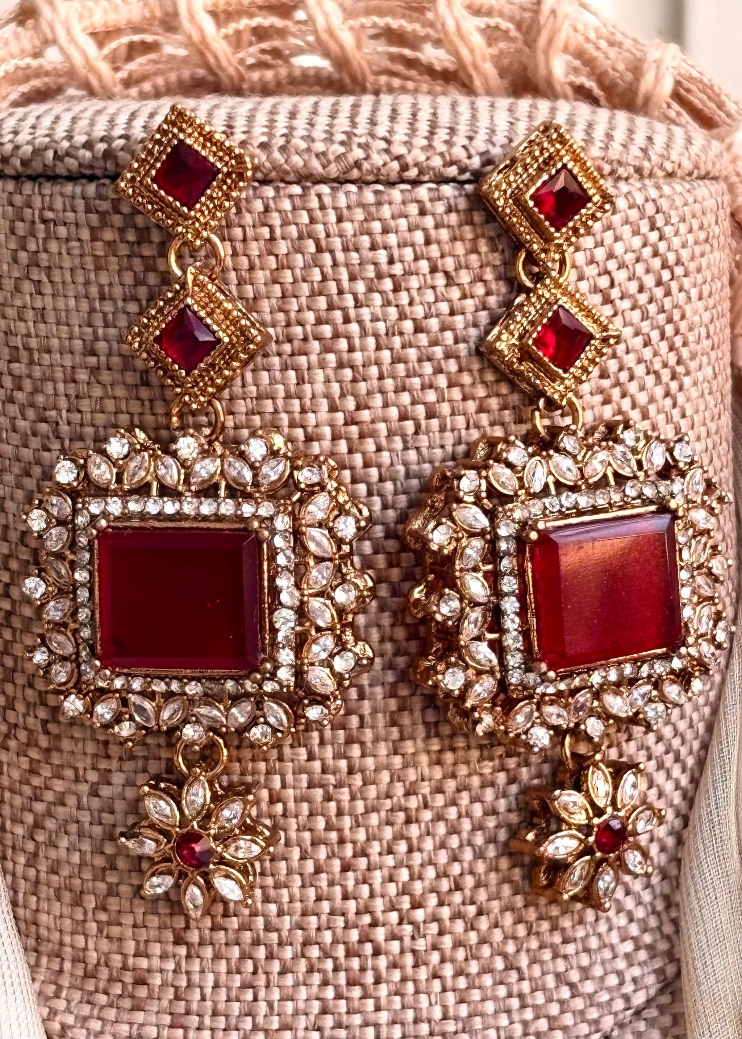 Maroon Metal Jewellery Set for Festive Wear Online in UK USA Canada