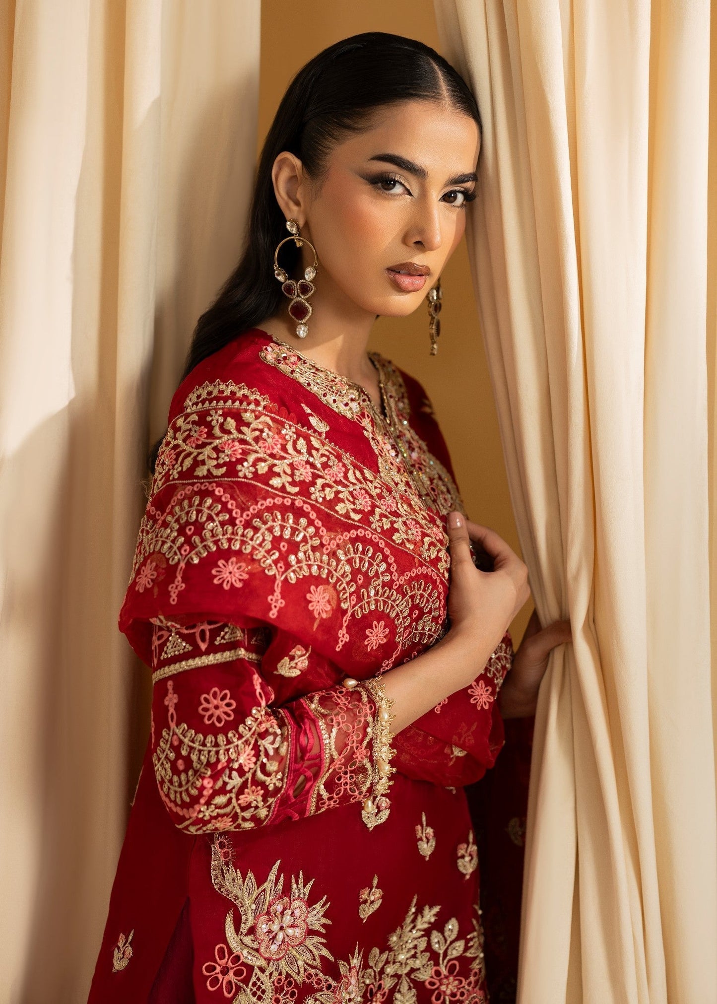 Maroon Organza Embroidered Sharara Suit Online in Dubai UAE Abudhabi Ajman Sharjah