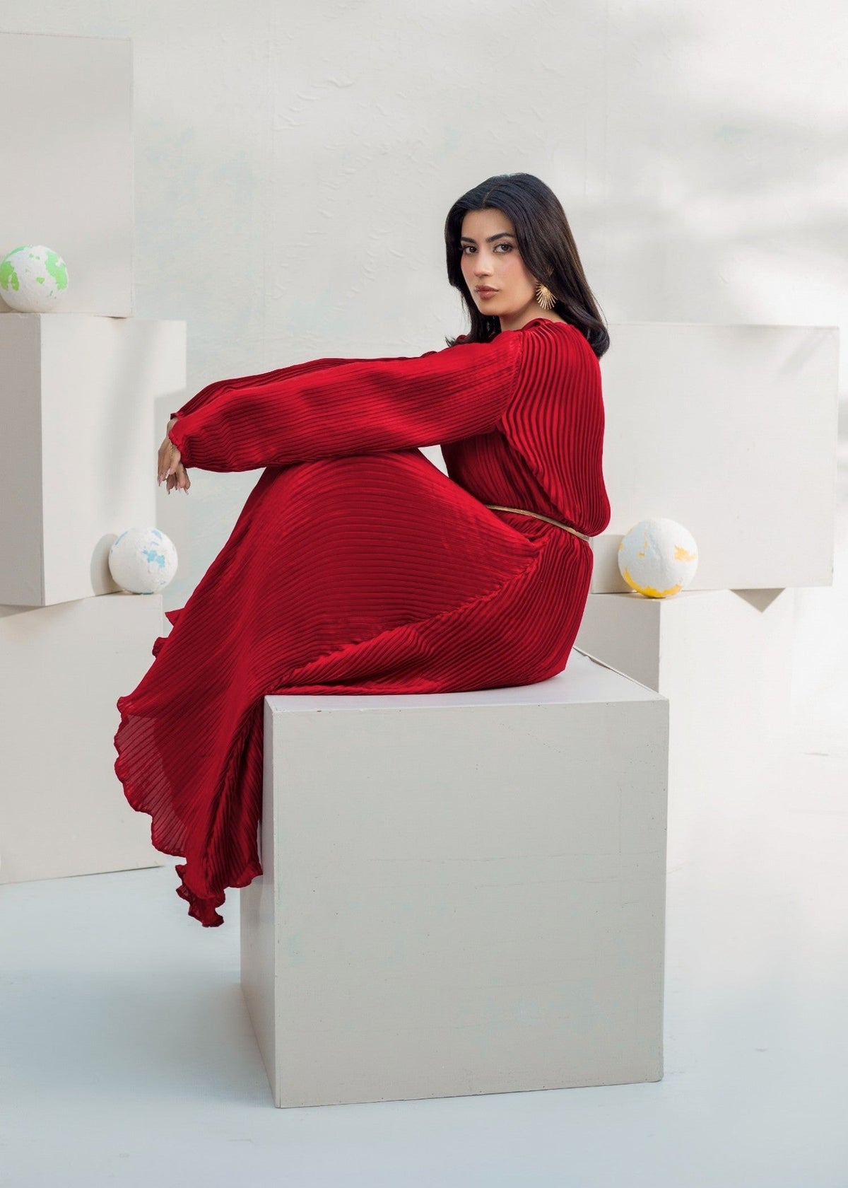 Maroon Silk Charmeuse Loose Fit Co-ord Set Online in Dubai DXB UAE Abudhabi Meena Bazaar