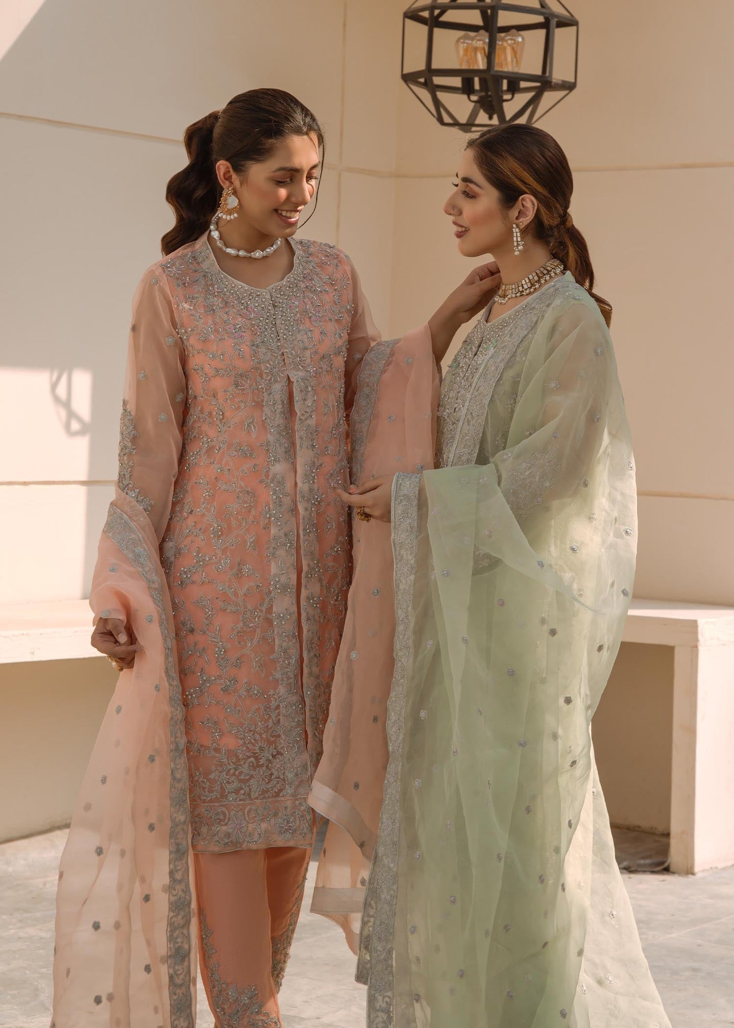 Mint Green Adda Work Raw Silk Trouser Suit Online in KSA Riyadh Saudi Arabia Oman Bahrain Qatar