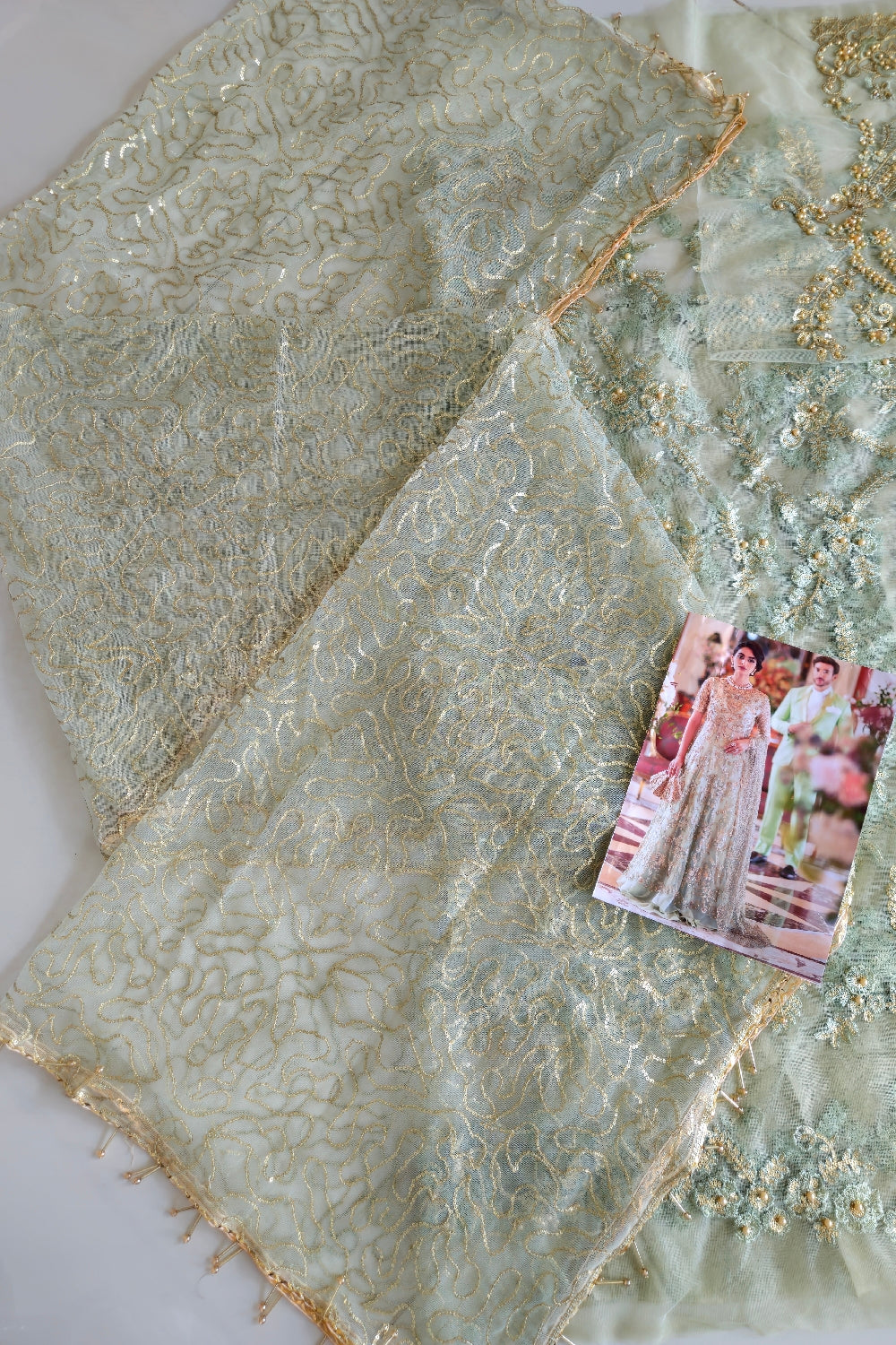 Mint Green Handmade Anarkali / Saree