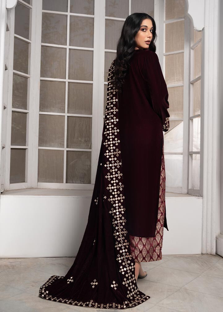 Mirror Work Maroon Velvet Pakistani Outfit Online in Dubai DXB UAE Abudhabi Meena Bazaar