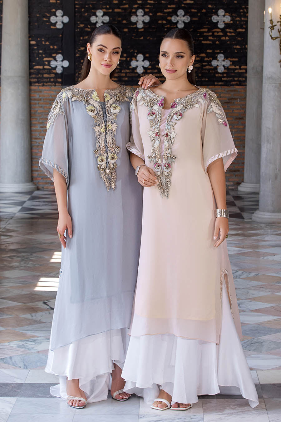 Hand Embroidered Pale Pink Suit with 3D Work