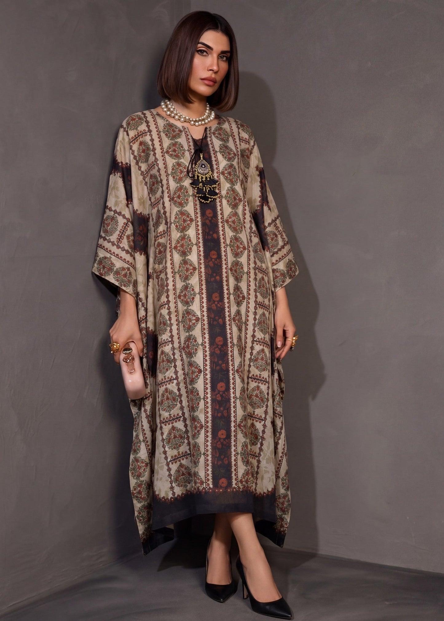 Multi Color Textured Lawn Kaftan Online in Sri Lanka India Australia